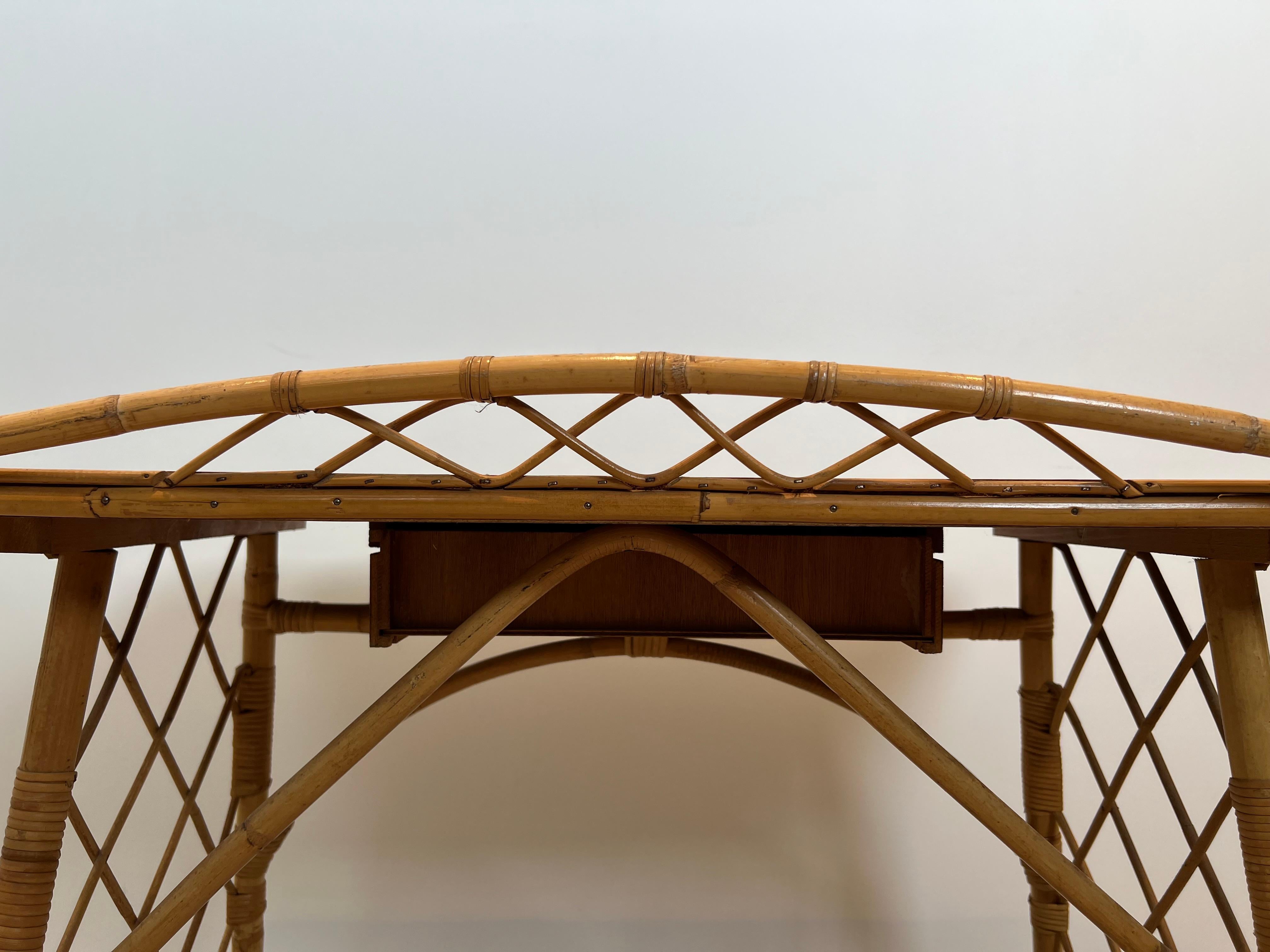 Scrivania di design in rattan di Louis Sognot 2