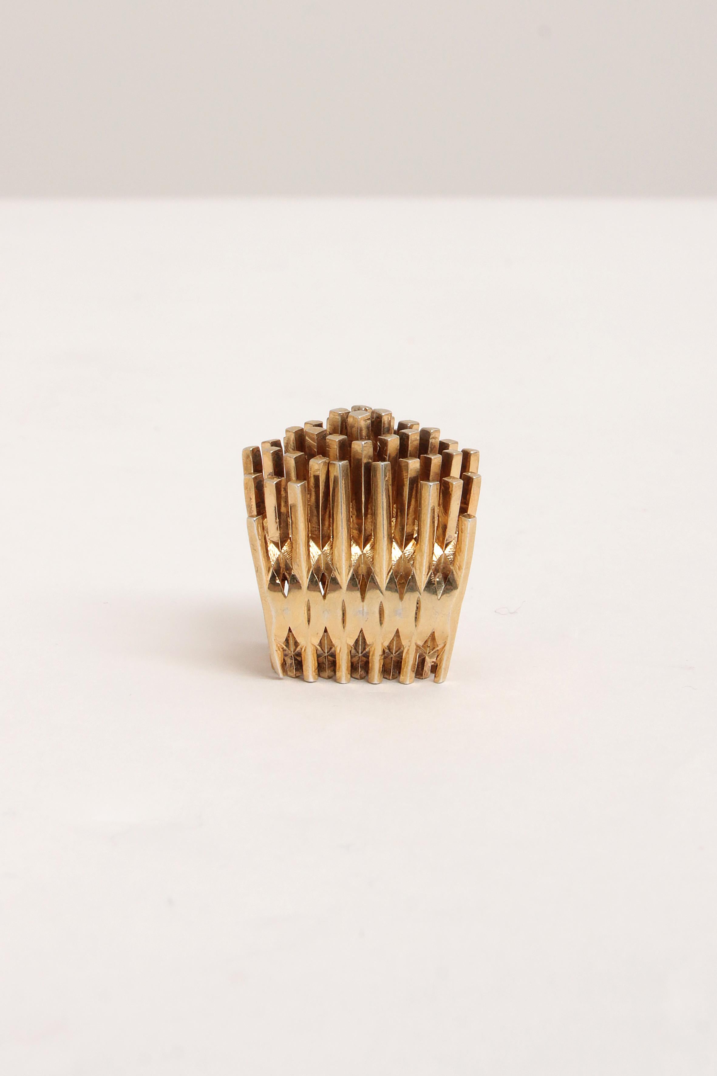 European Design ring made of gold-plated silver from the 1970s For Sale