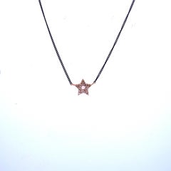 Design Rose Star Diamond Black Gold Necklace