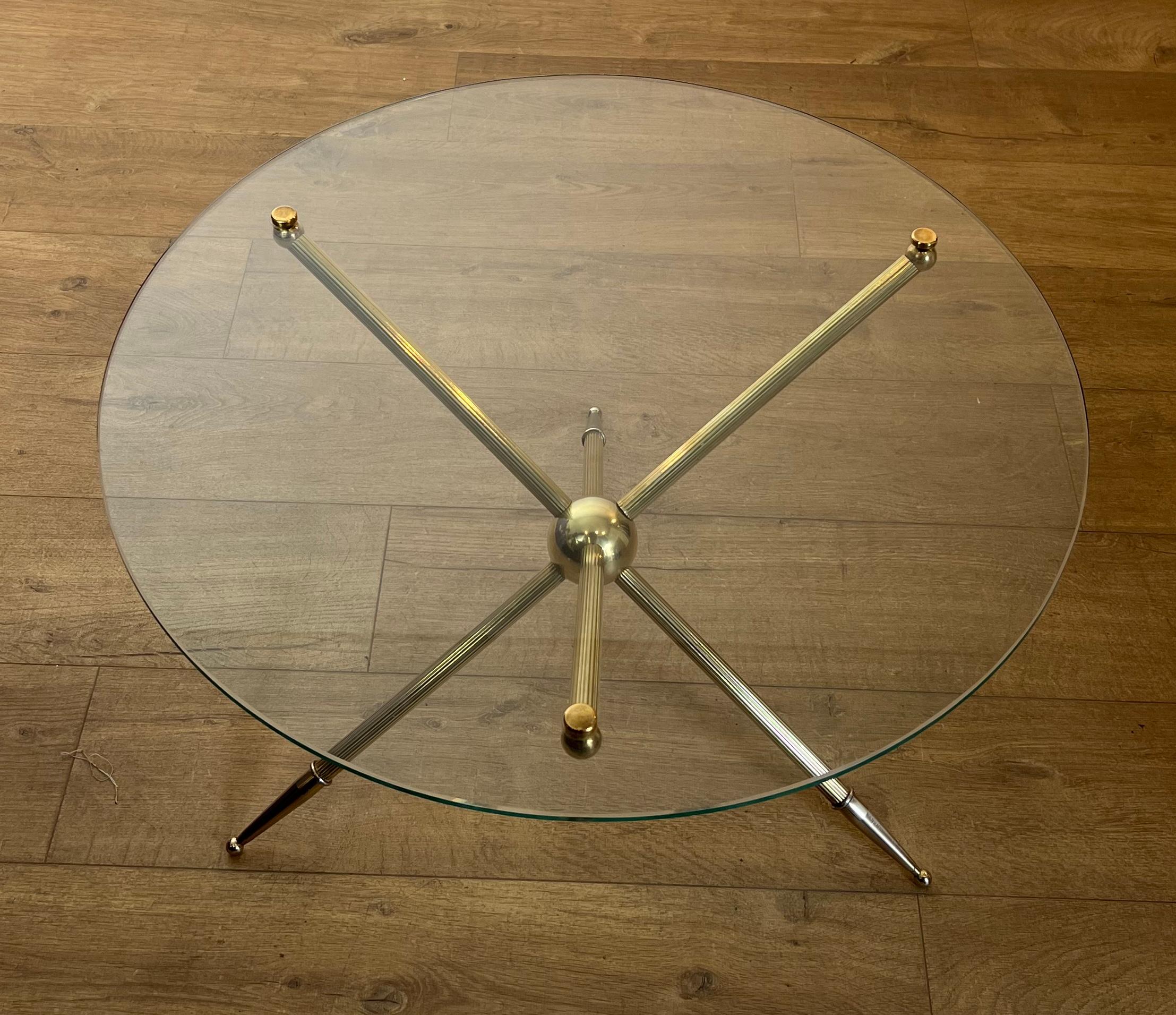 Design Round Tripode Brass Coffee Table For Sale 5