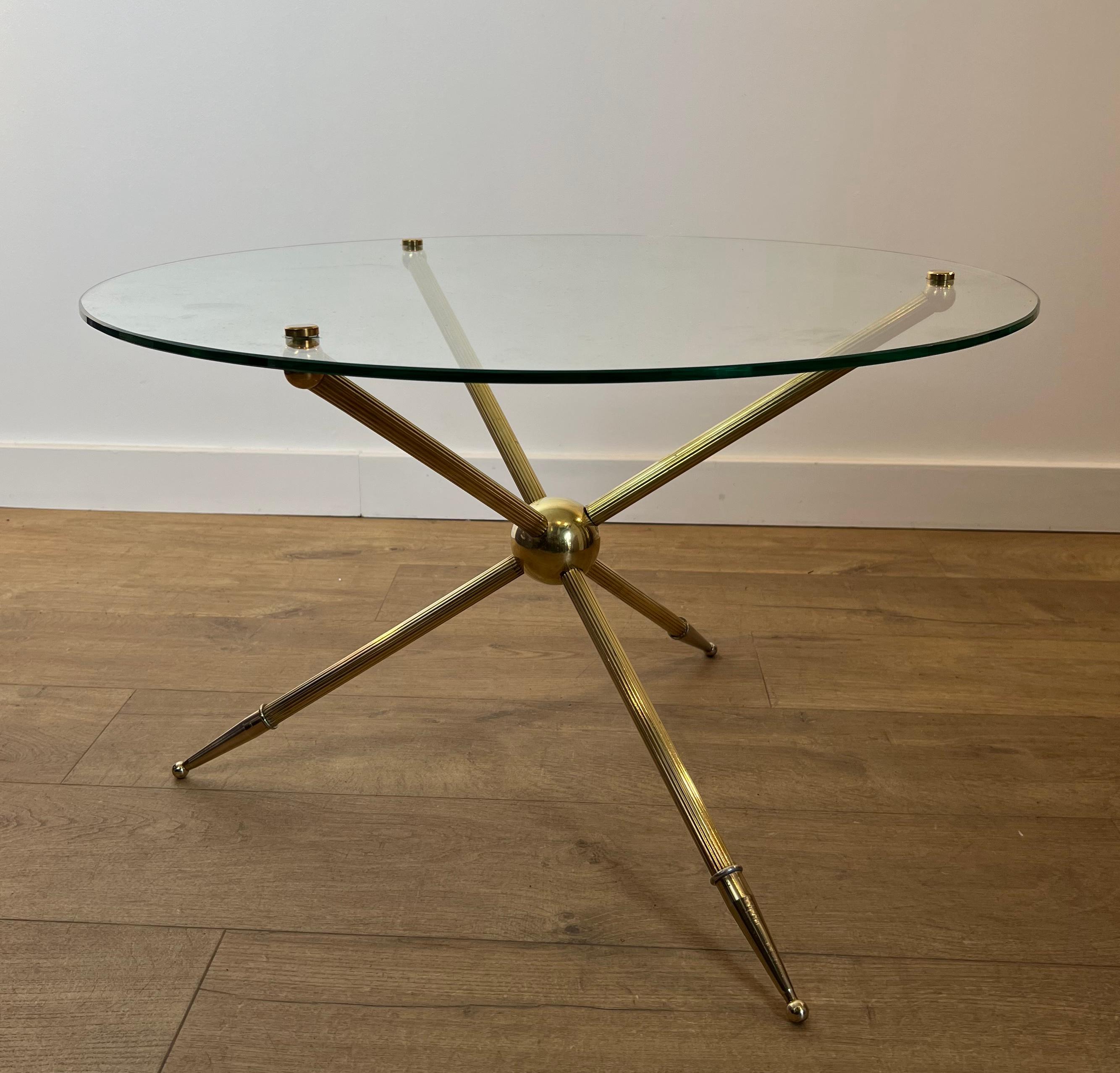 Design Round Tripode Brass Coffee Table For Sale 6