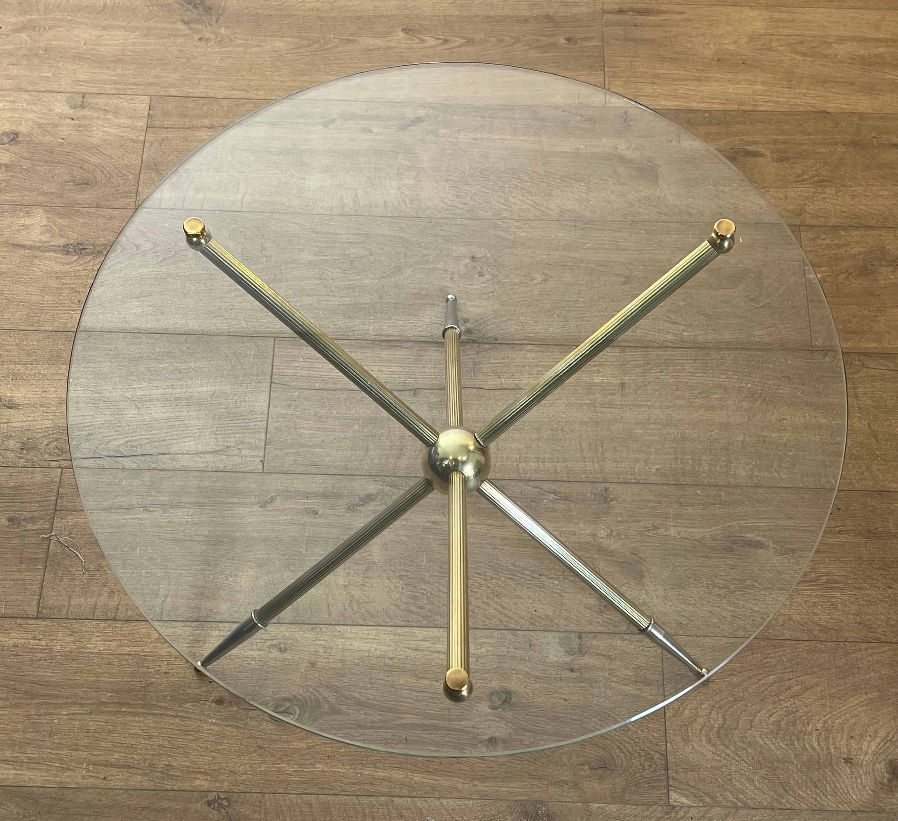 Design Round Tripode Brass Coffee Table For Sale 7
