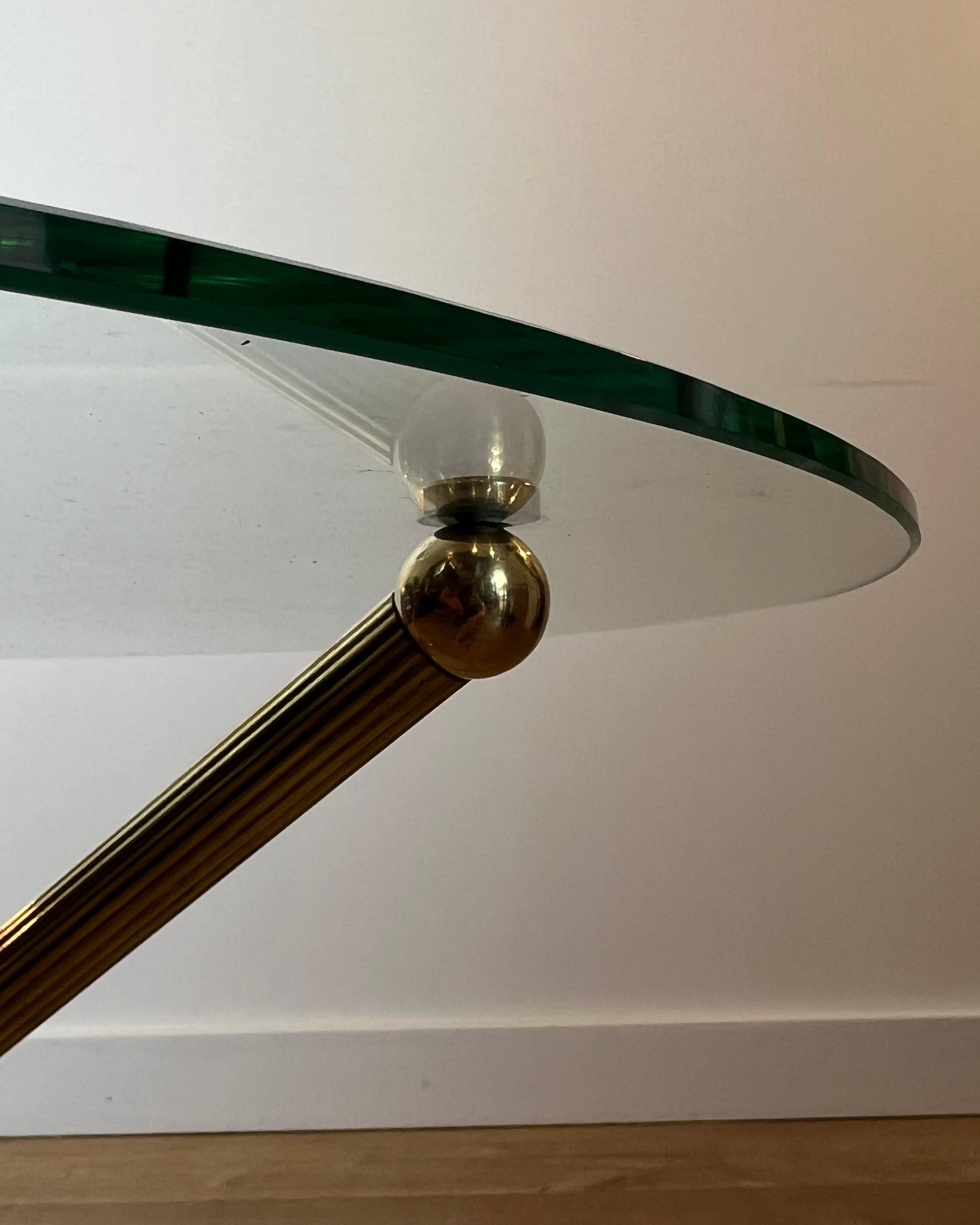 Design Round Tripode Brass Coffee Table For Sale 8