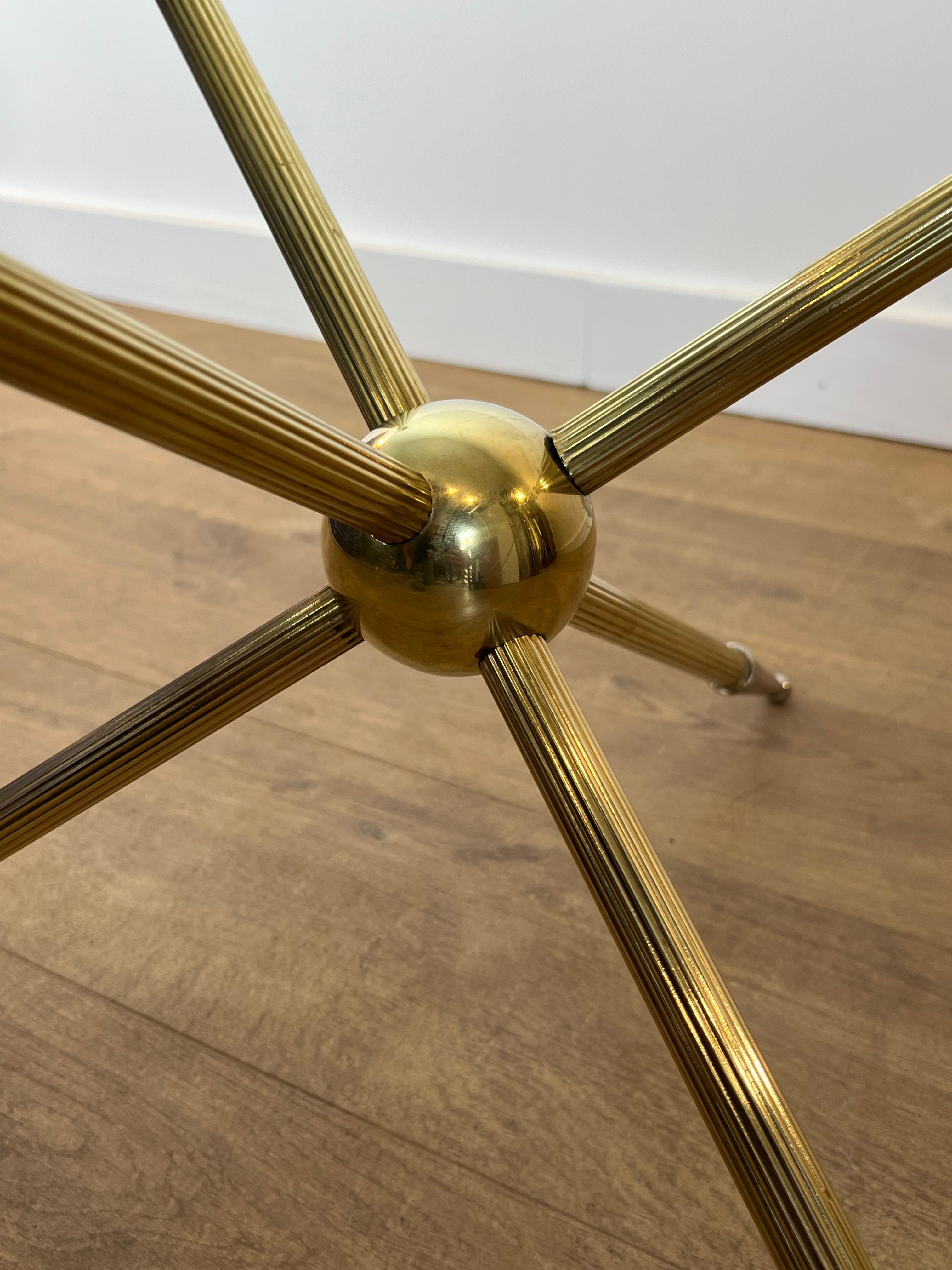 Design Round Tripode Brass Coffee Table For Sale 9