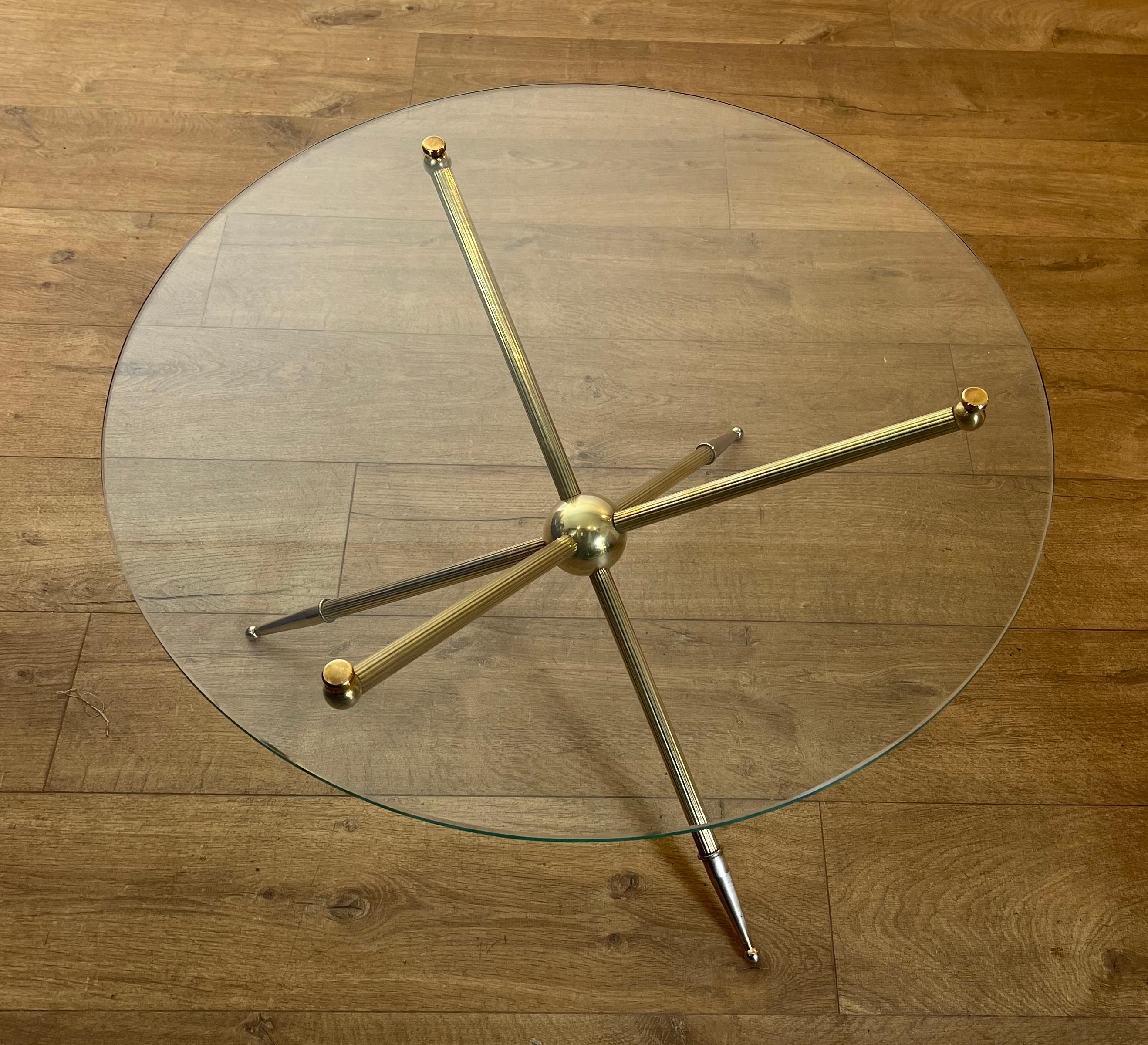 Design Round Tripode Brass Coffee Table For Sale 12