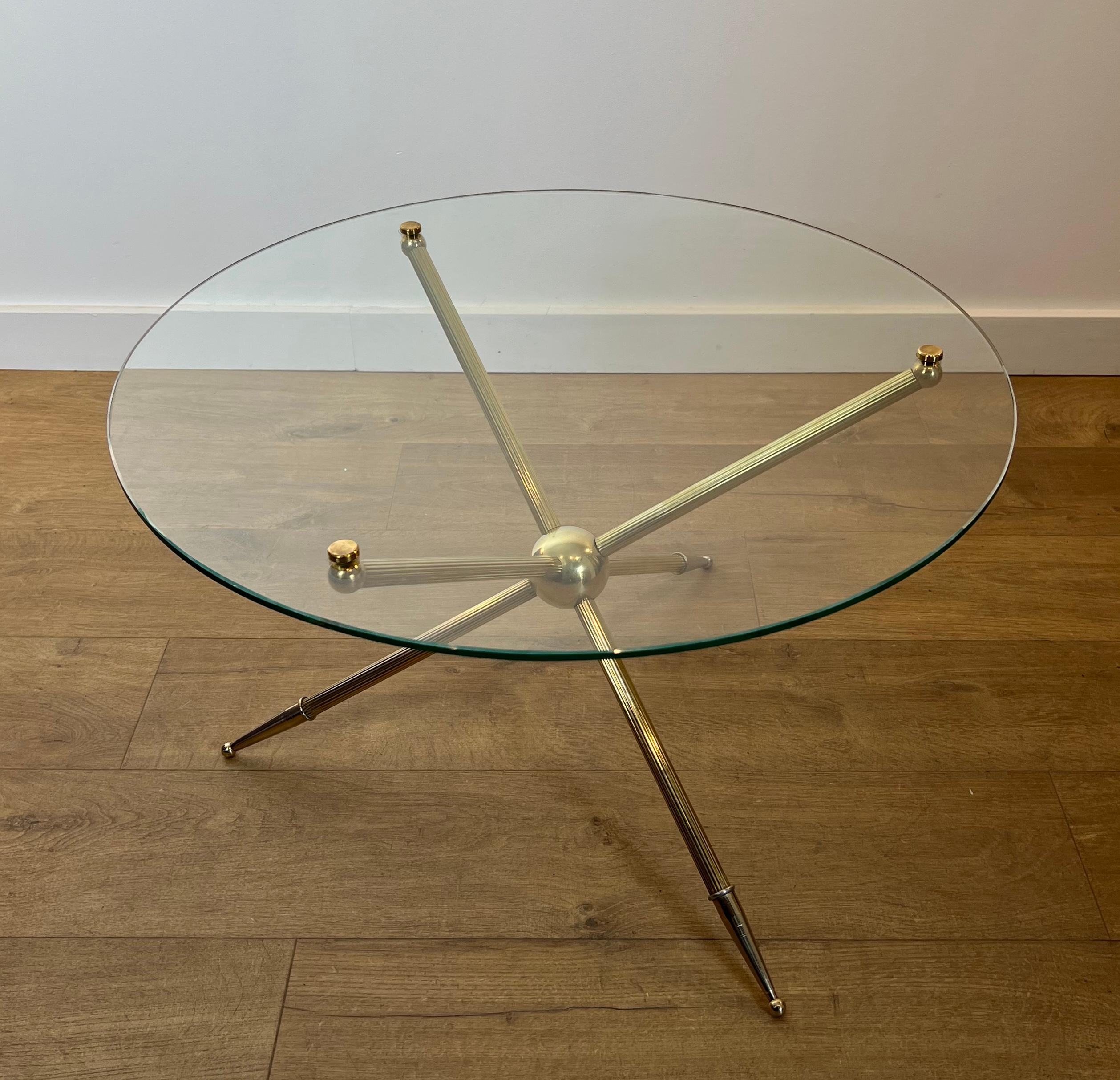 Design Round Tripode Brass Coffee Table For Sale 14