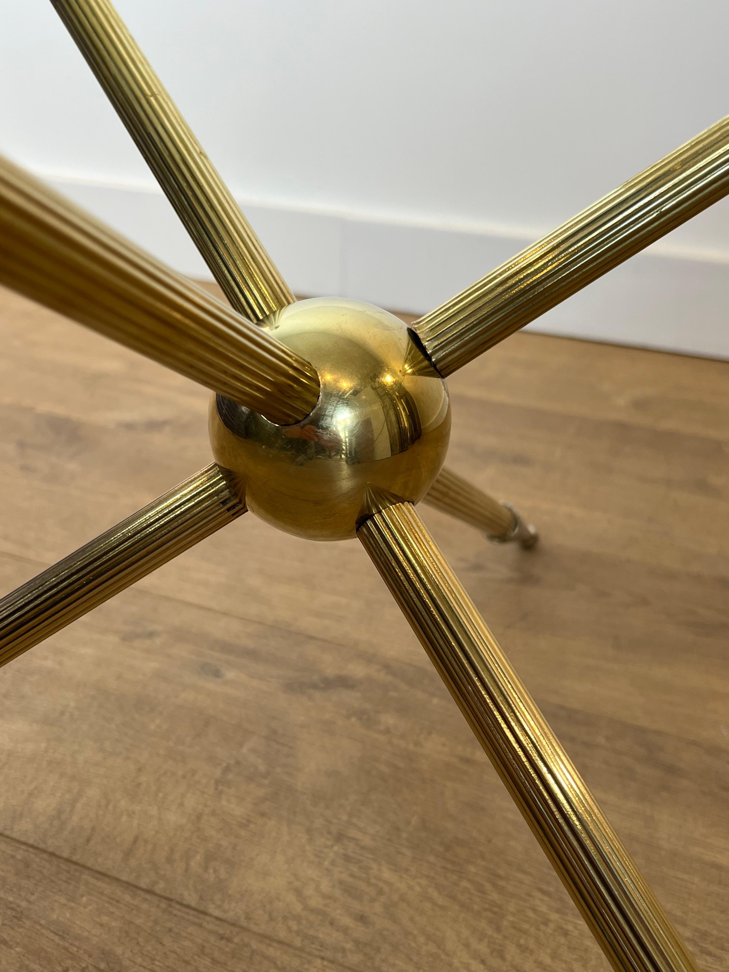 Late 20th Century Design Round Tripode Brass Coffee Table For Sale
