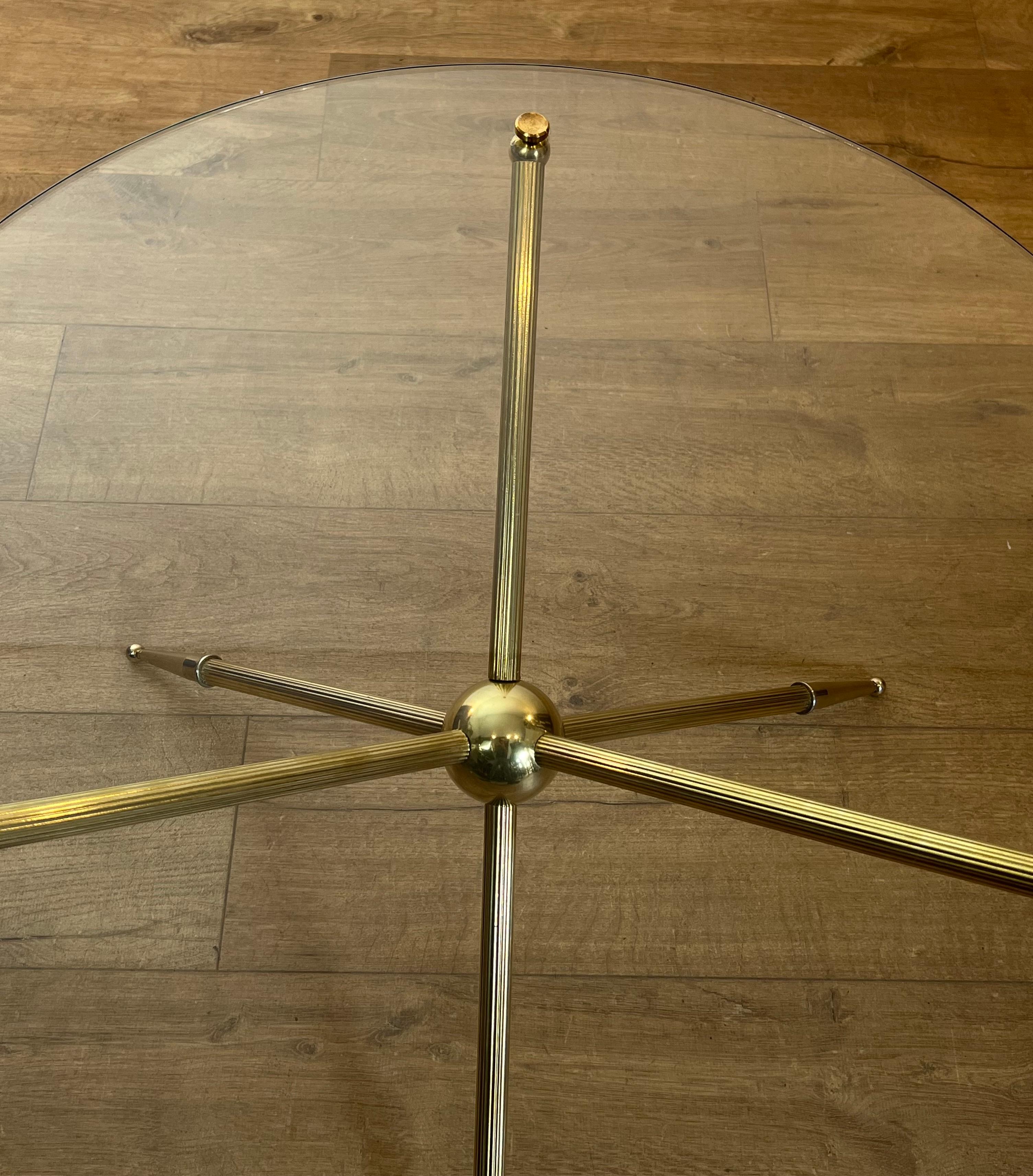 Design Round Tripode Brass Coffee Table For Sale 1