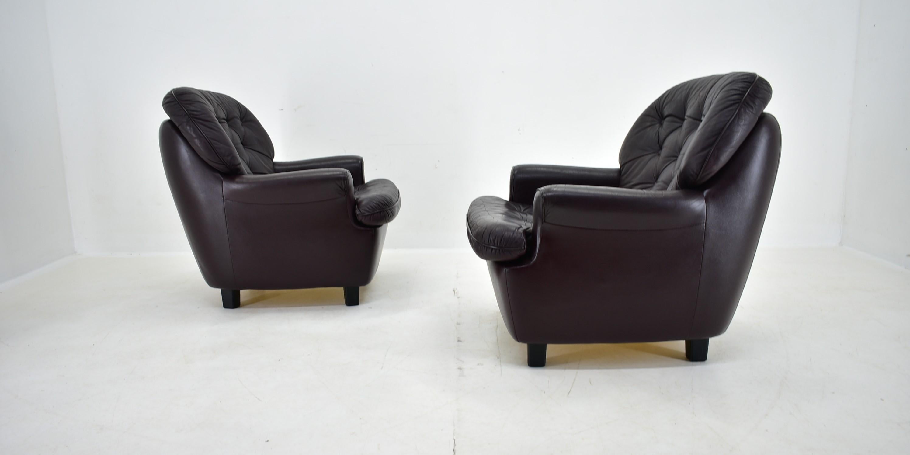 Finnish Design , Scandinavian , Leather Armchairs by Peem, 1970s, Finland For Sale