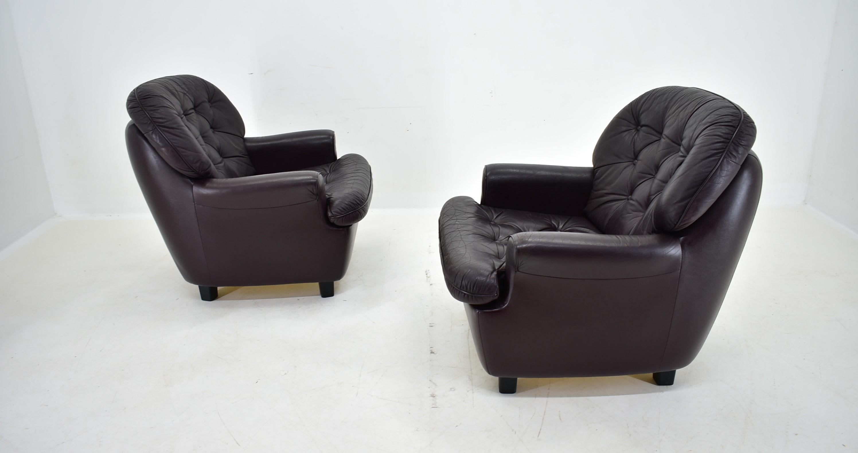 Design , Scandinavian , Leather Armchairs by Peem, 1970s, Finland In Good Condition For Sale In Praha, CZ