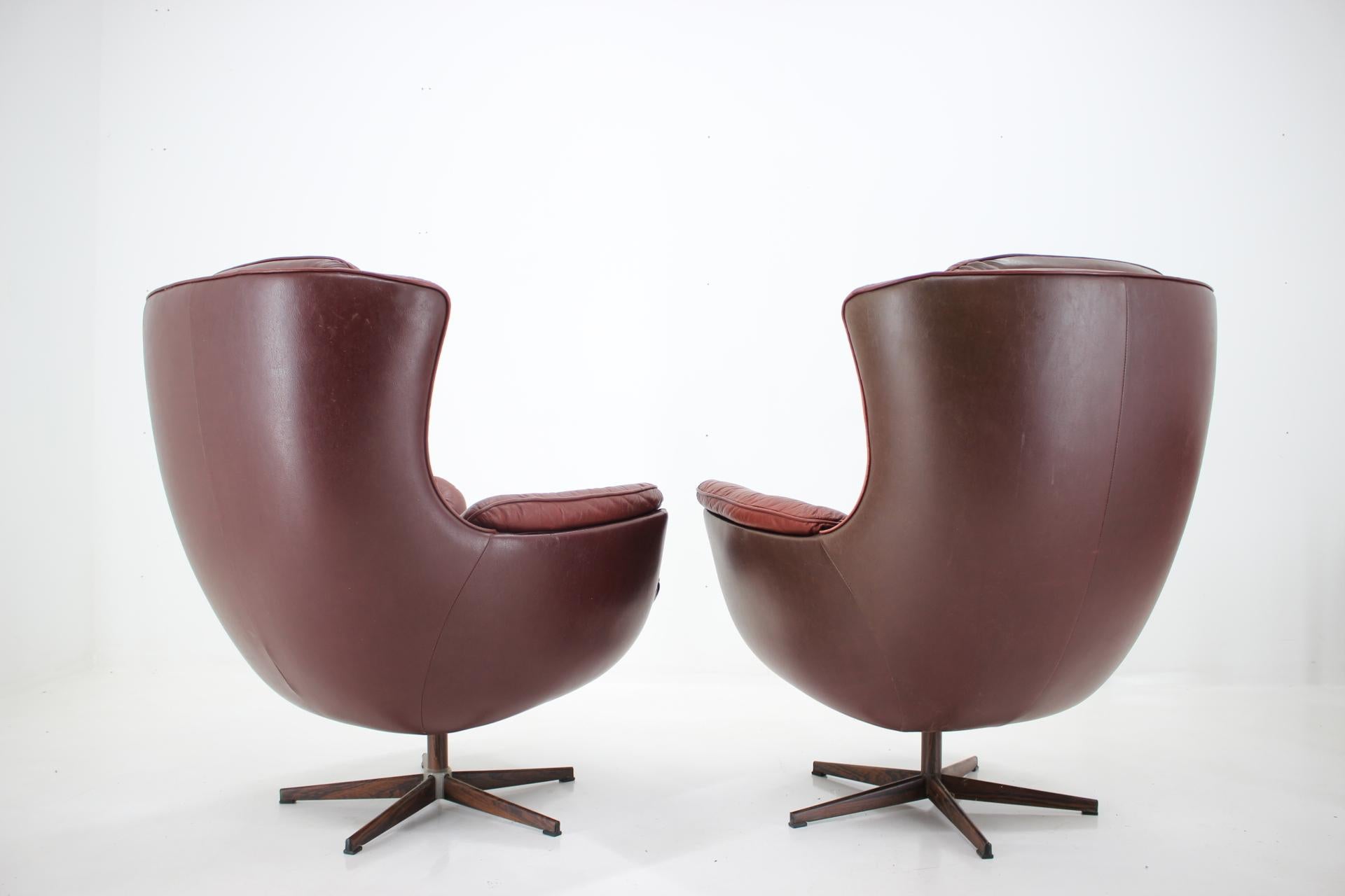 Space Age Design Scandinavian Leather Armchairs / Lounge Chairs by Peem, 1970s, Finland