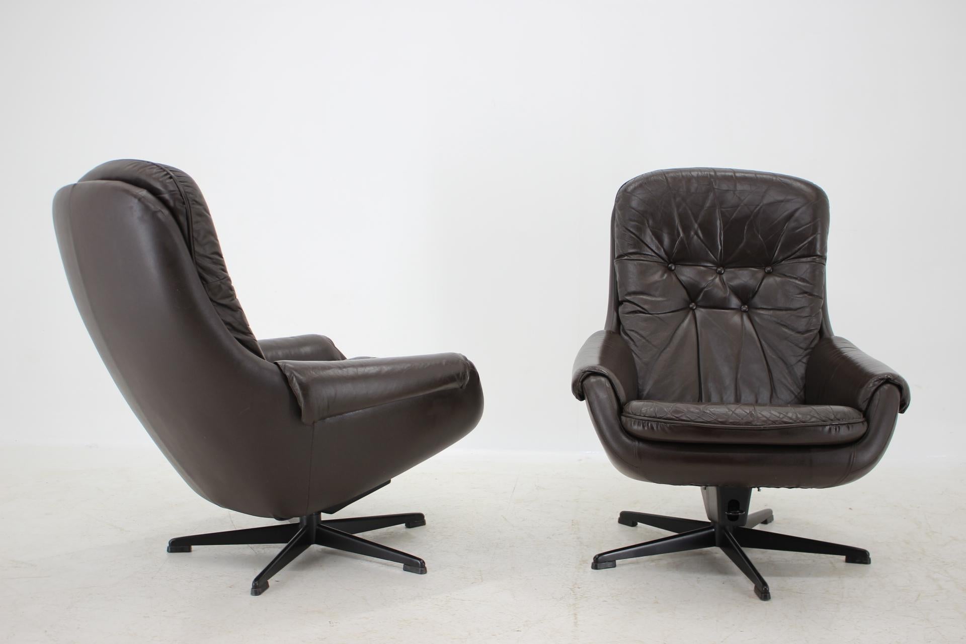 Design Scandinavian Leather Armchairs or Lounge Chairs by PEEM, 1970s In Good Condition In Praha, CZ