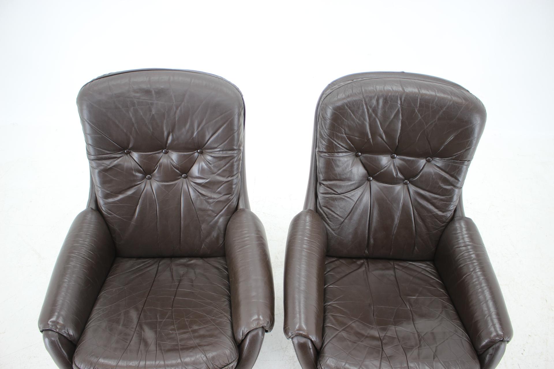 Design Scandinavian Leather Armchairs or Lounge Chairs by PEEM, 1970s 2