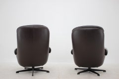 Poltrona o sedia da salotto di design in pelle scandinava di PEEM, anni '70