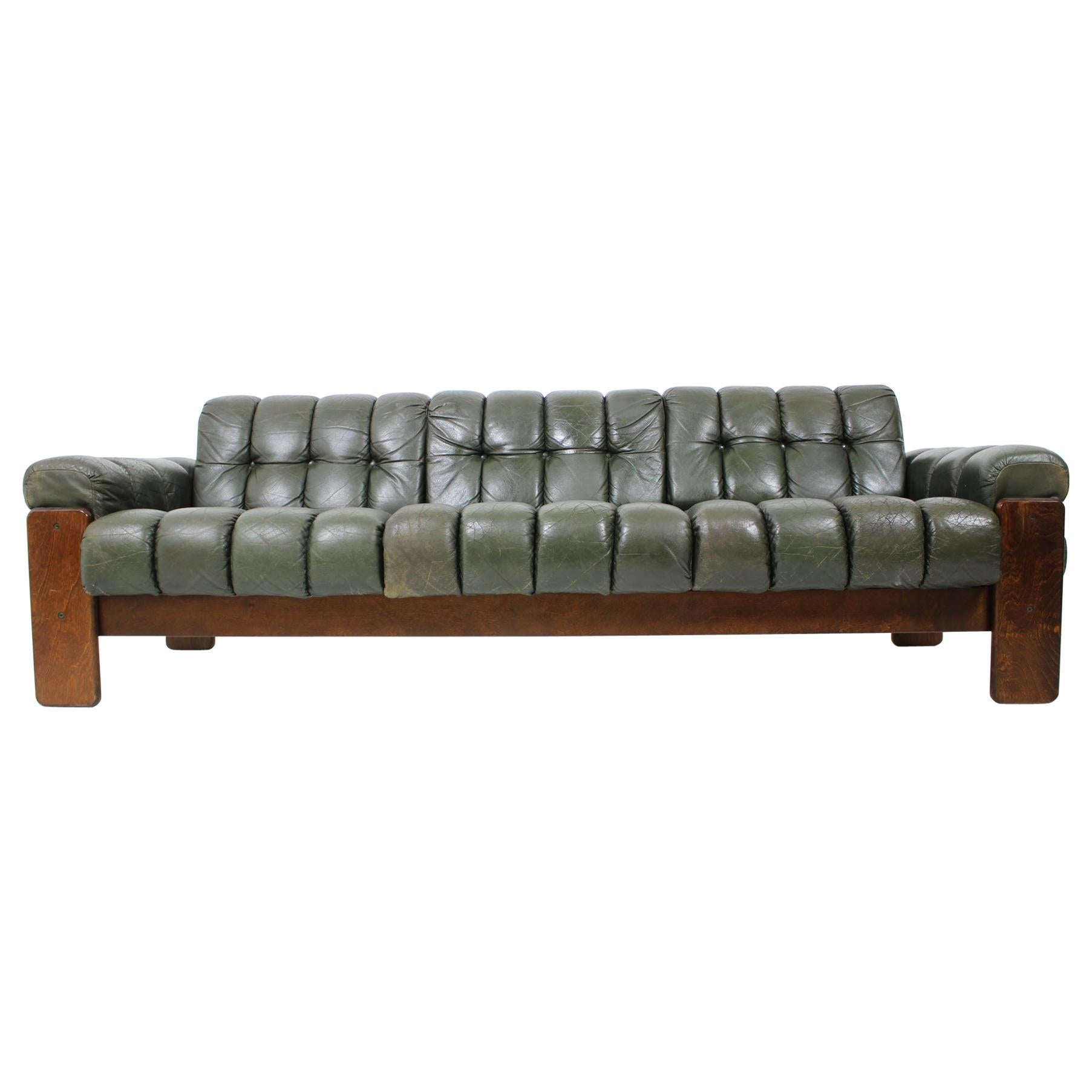 Design Scandinavian Leather Sofa by Kaluste Yhtymä, Finland, 1970s