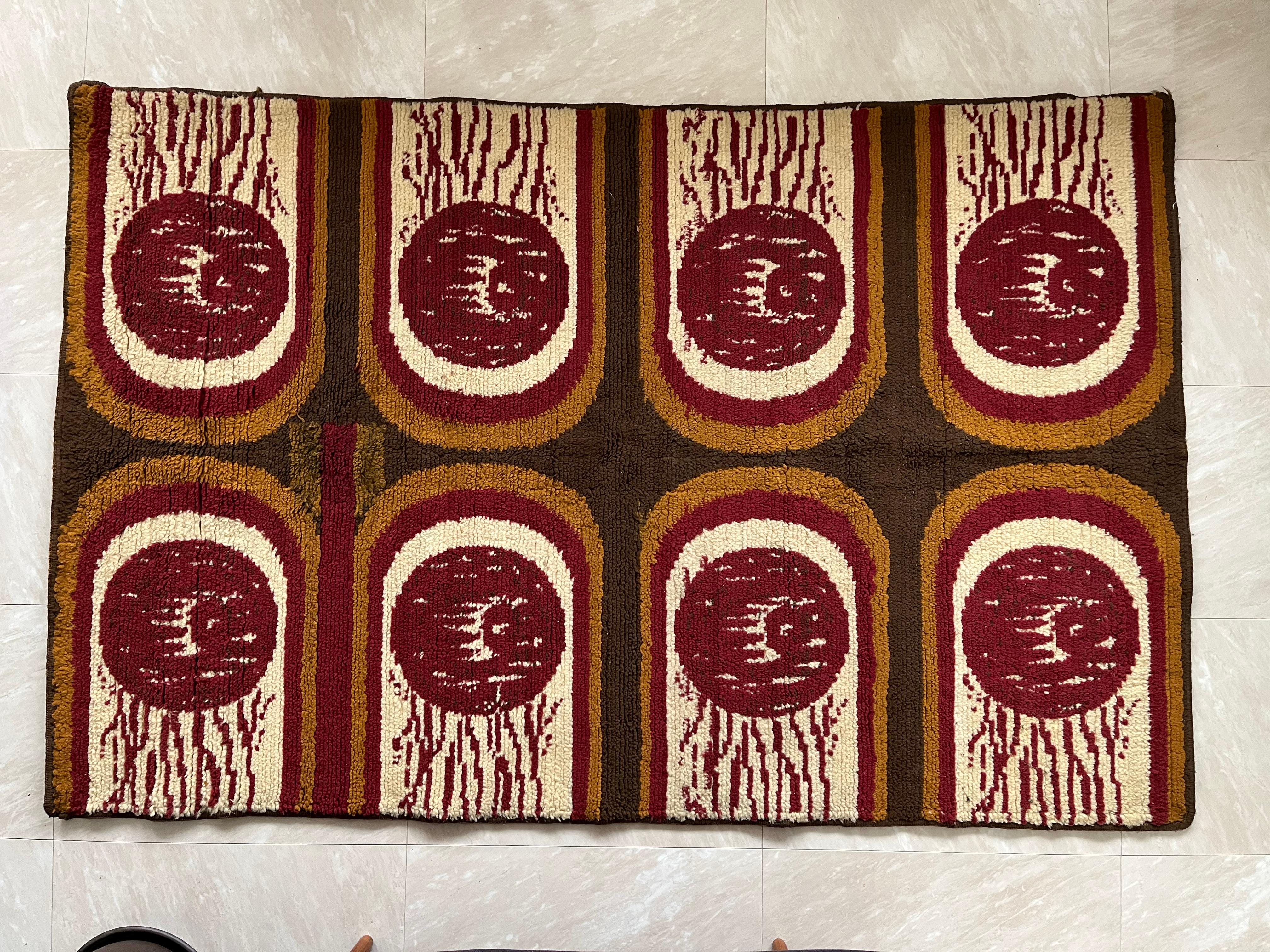 Mid-Century Modern Design Scandinavian Vegan Friendly Carpet / Rug in EGE RYA Style, Around 1970s For Sale