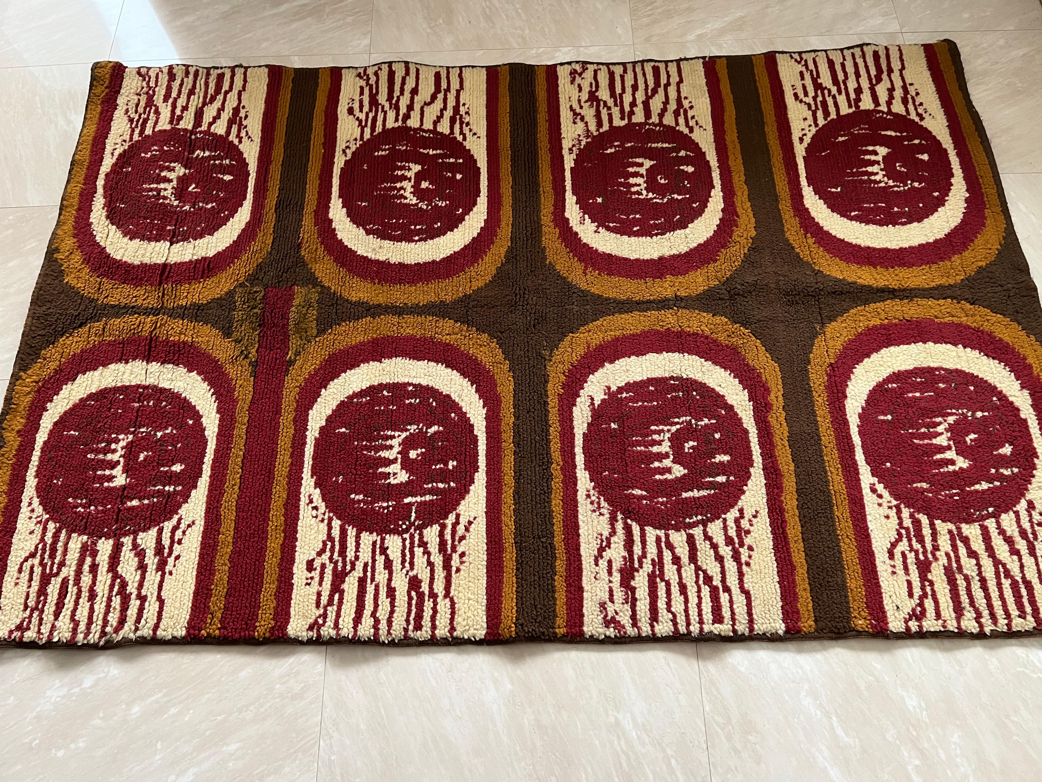 Late 20th Century Design Scandinavian Vegan Friendly Carpet / Rug in EGE RYA Style, Around 1970s For Sale