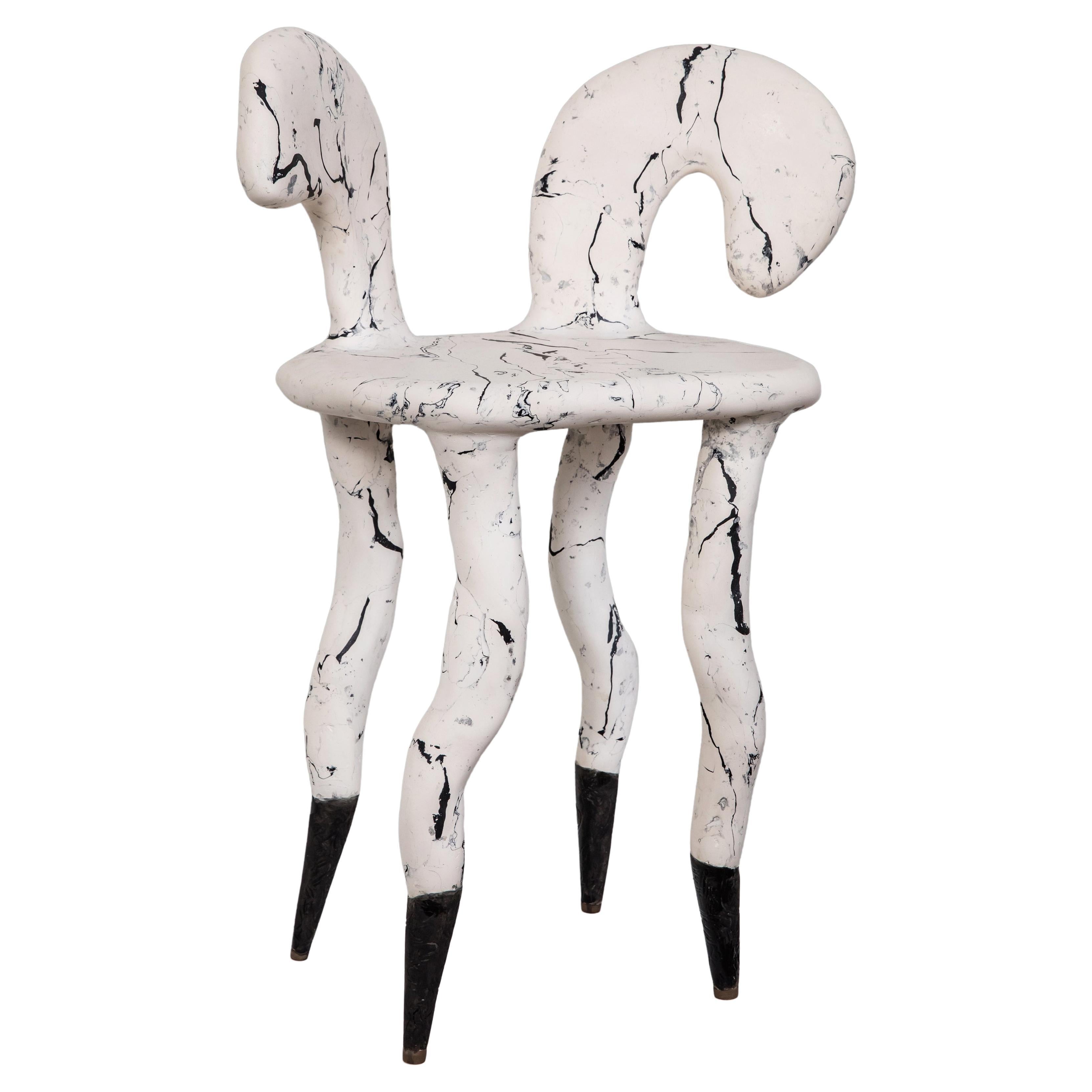 Sculptural chair in black and white, one of a kind, hand crafted