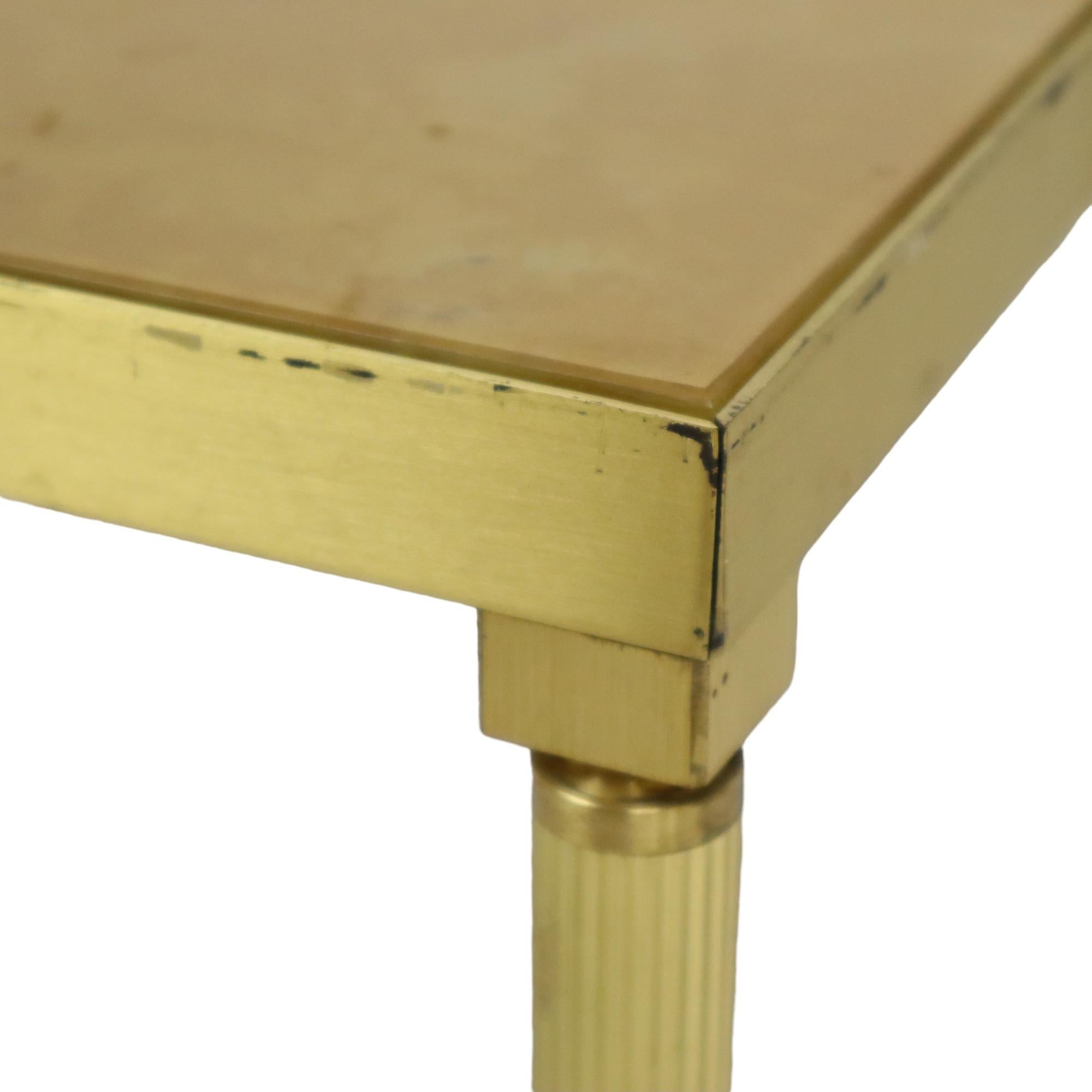 Design Set of 3 Nesting Tables Brass Copper Glass Gold Style Maison Jansen For Sale 4