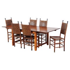 Conjunto de diseño de 6 sillas de comedor y mesa de comedor extensible a juego de Schuitema