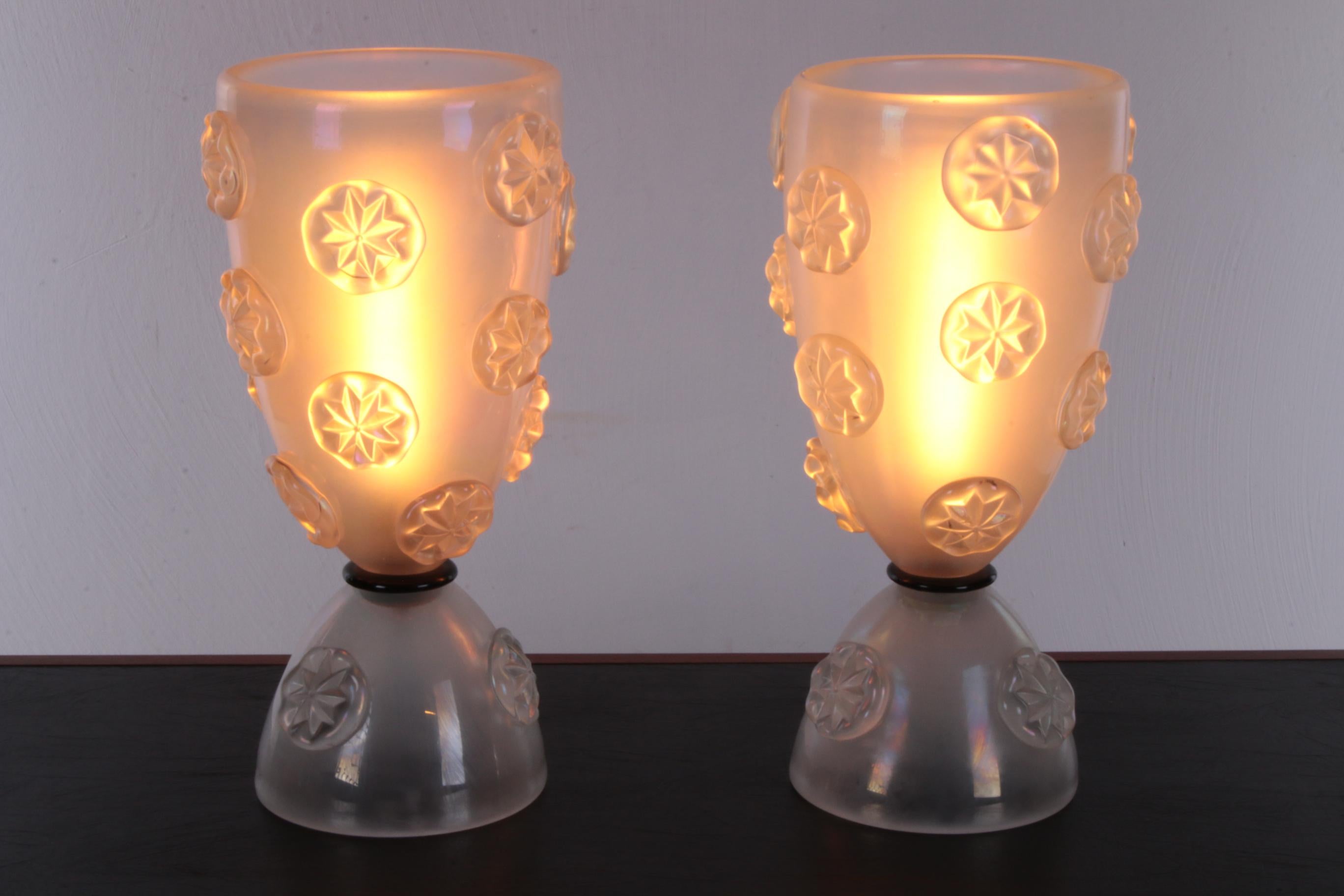 Ensemble de lampes de bureau design en verre de Murano soufflé par Barovier & Toso, années 1950 Bon état - En vente à Oostrum-Venray, NL