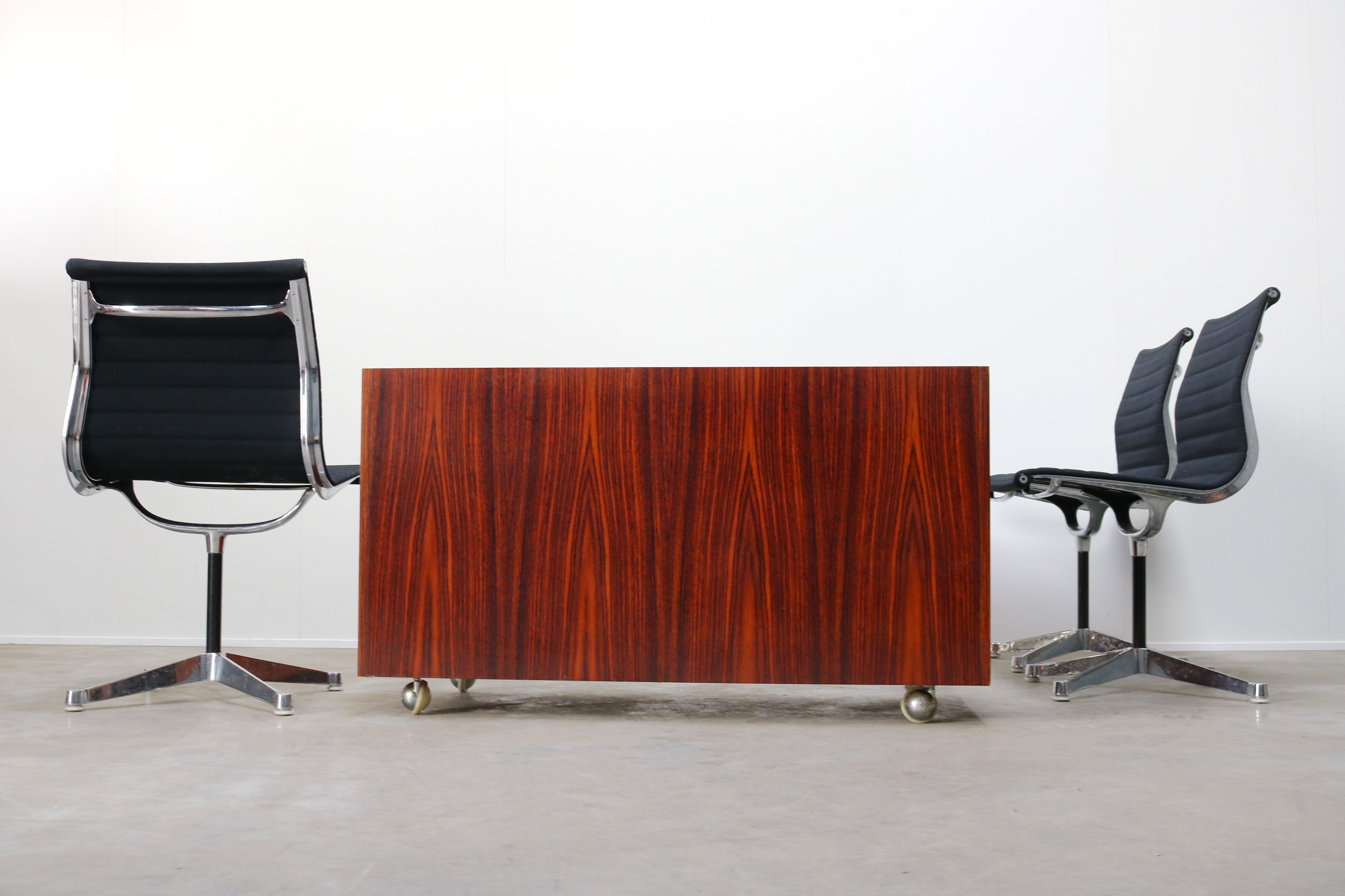 Design Sideboard / Cabinet by Florence Knoll for De Coene Leather Rosewood 1960 For Sale 4