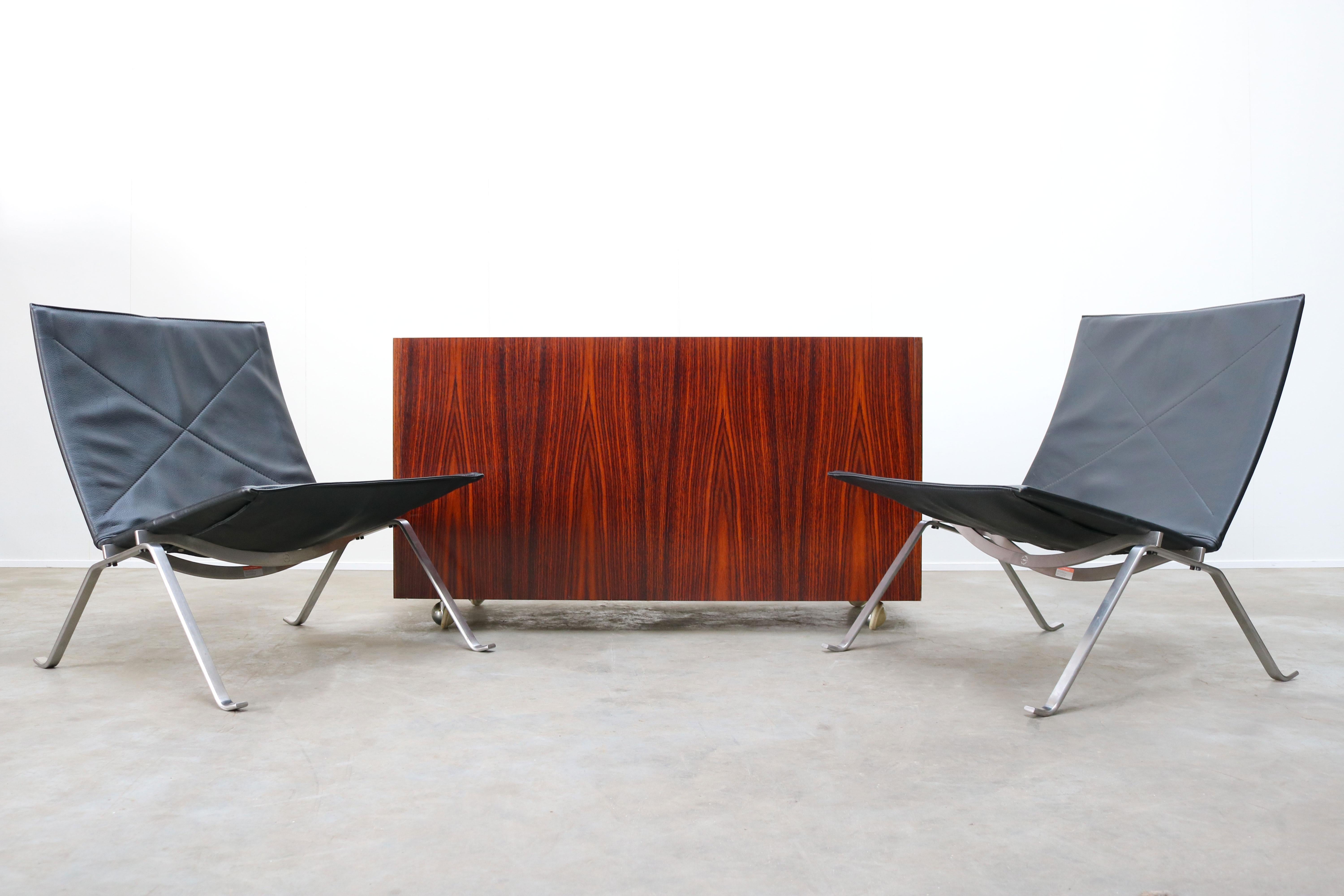 Belgian Design Sideboard / Cabinet by Florence Knoll for De Coene Leather Rosewood 1960 For Sale