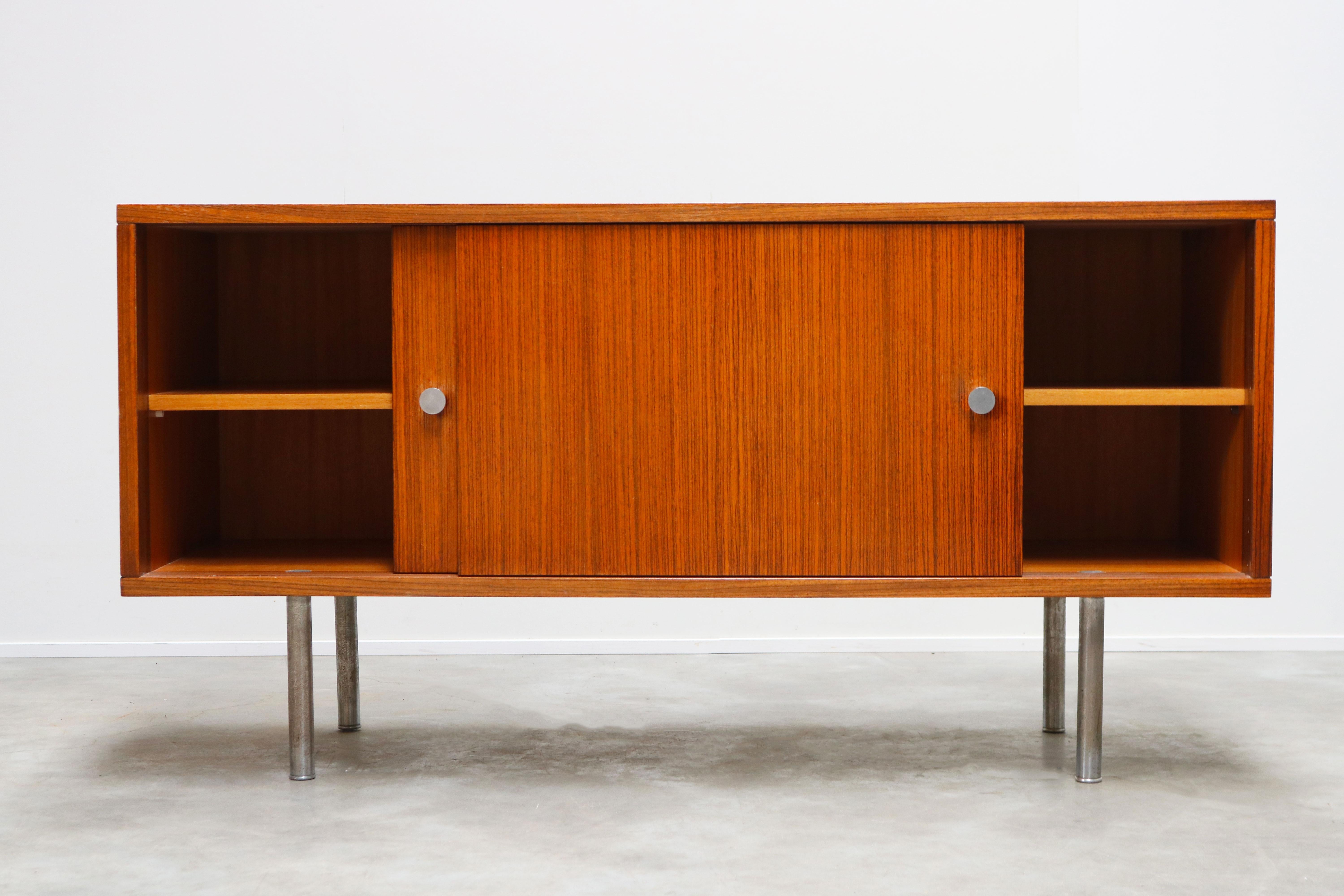 Mid-Century Modern Design Sideboard / Credenza by Alfred Hendrickx for Belform Chrome Minimalist For Sale