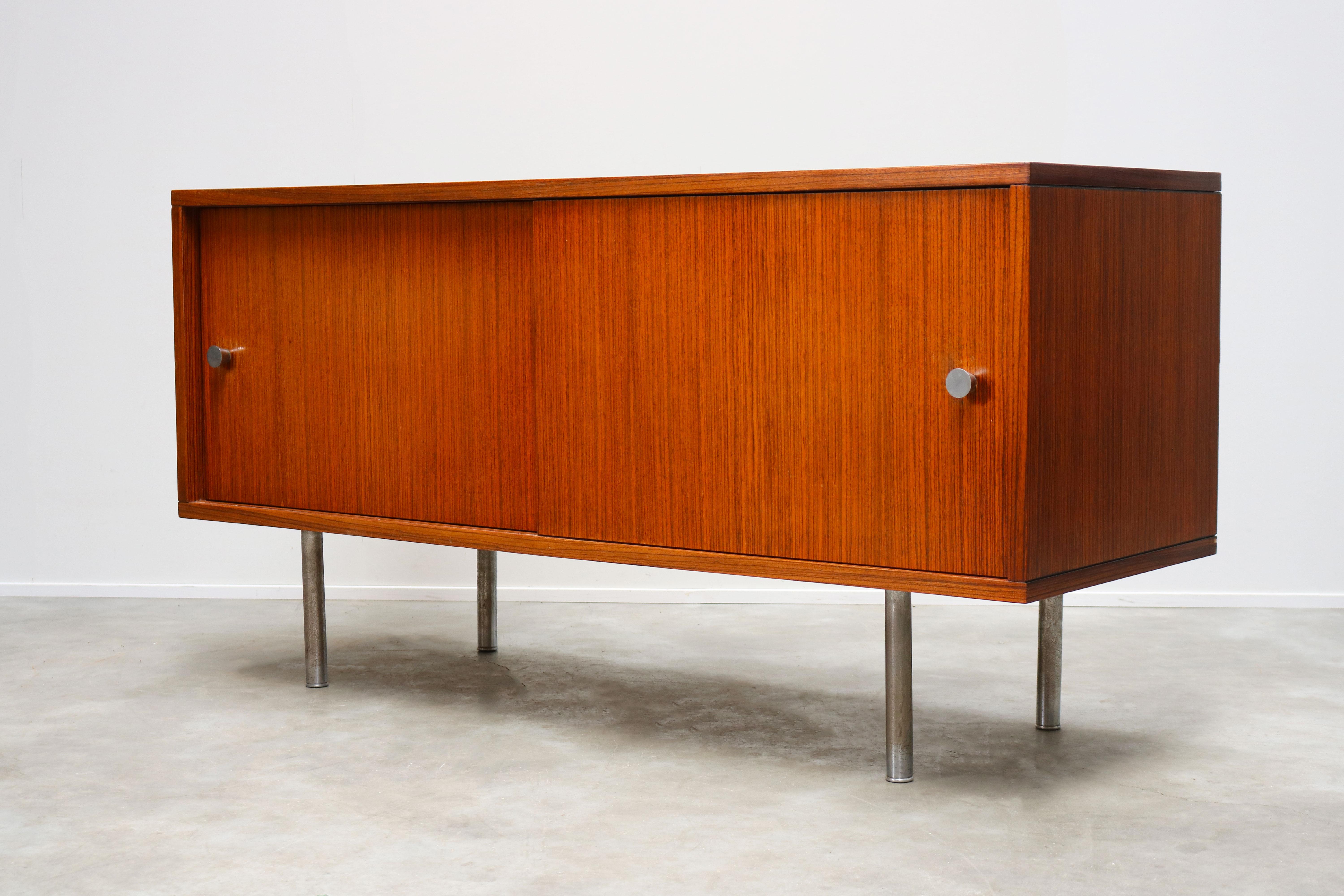 Mid-20th Century Design Sideboard / Credenza by Alfred Hendrickx for Belform Chrome Minimalist For Sale