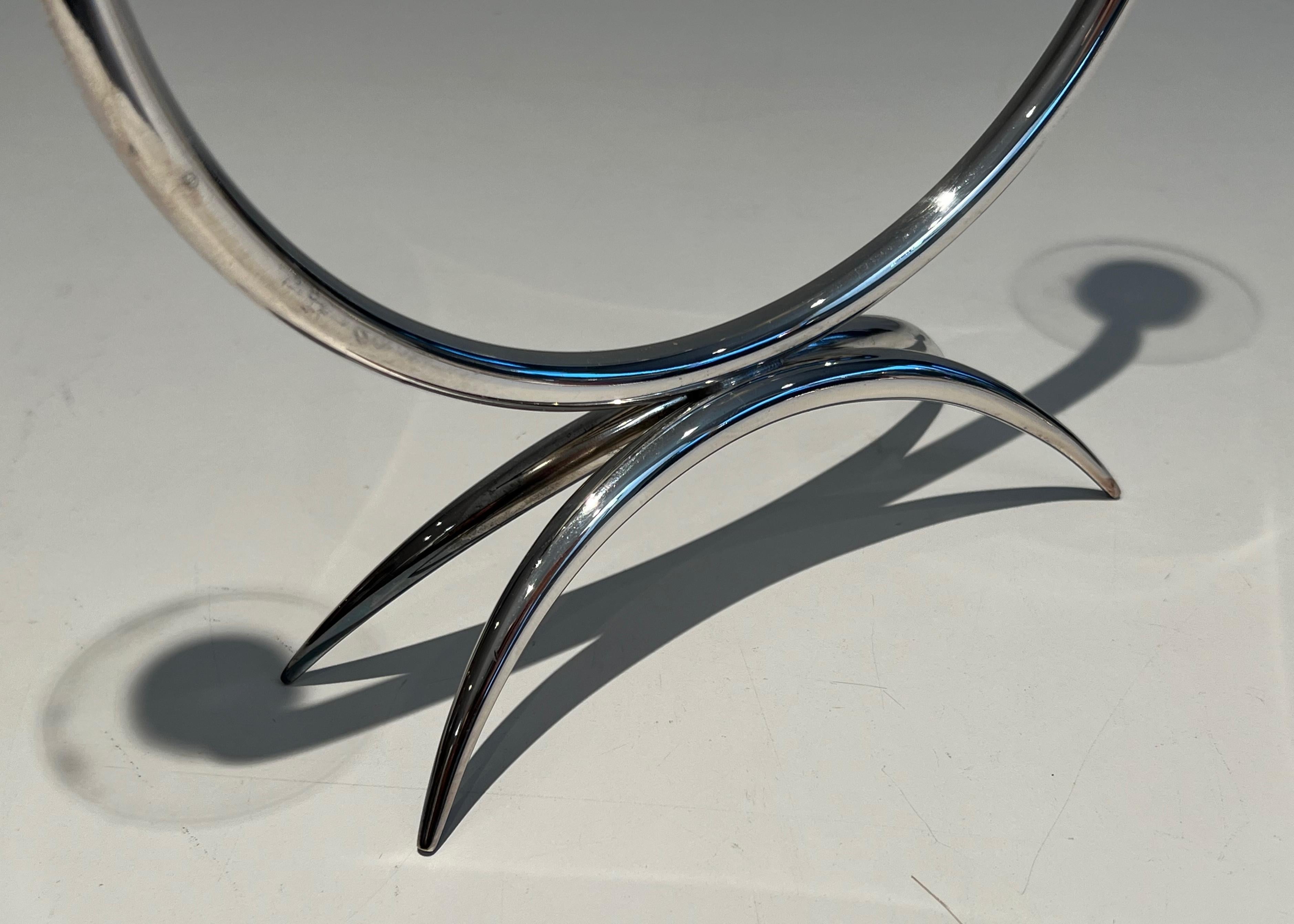 Design Silvered Metal and Lucite Candlestick For Sale 4