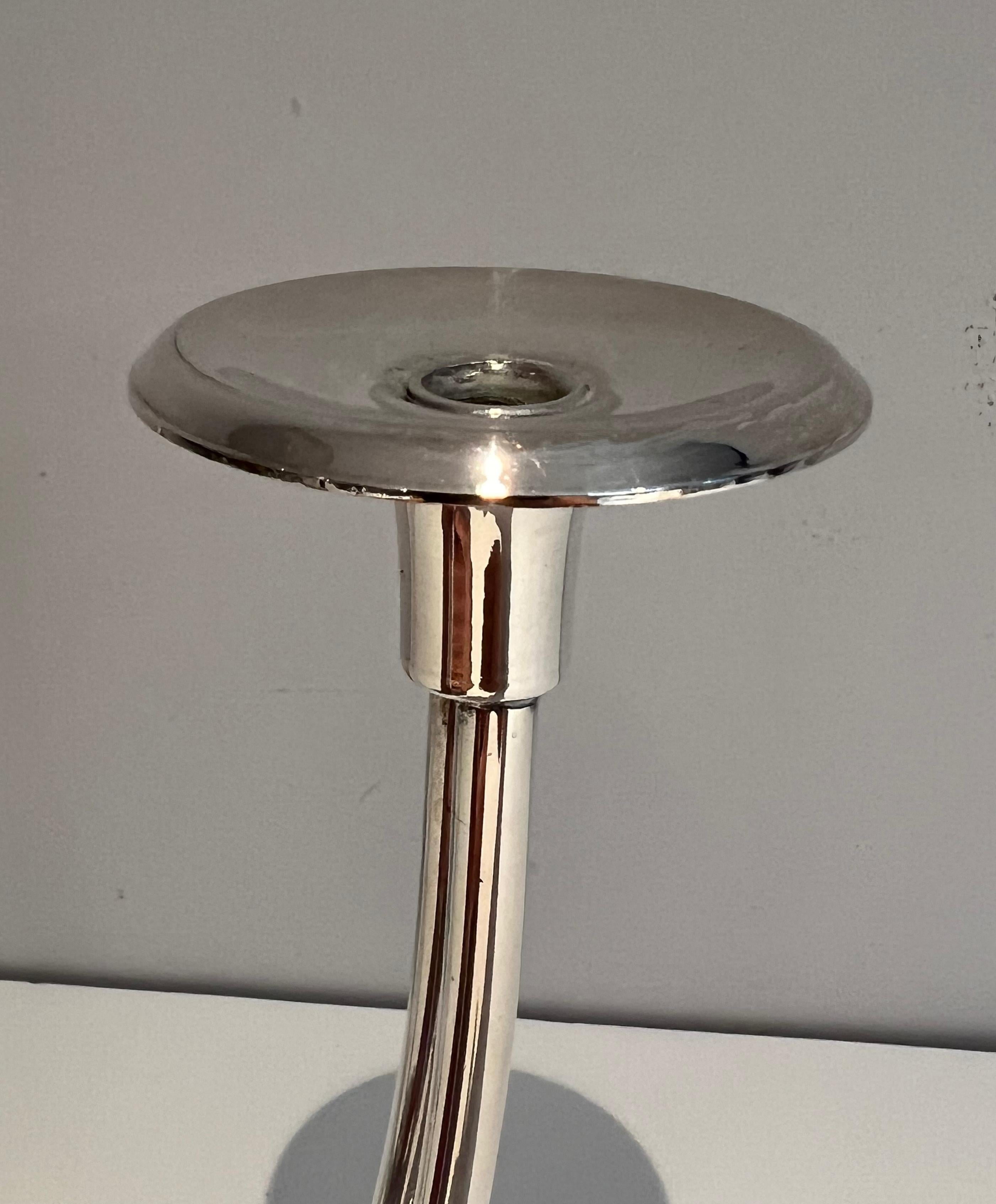 Design Silvered Metal Candlestick For Sale 4