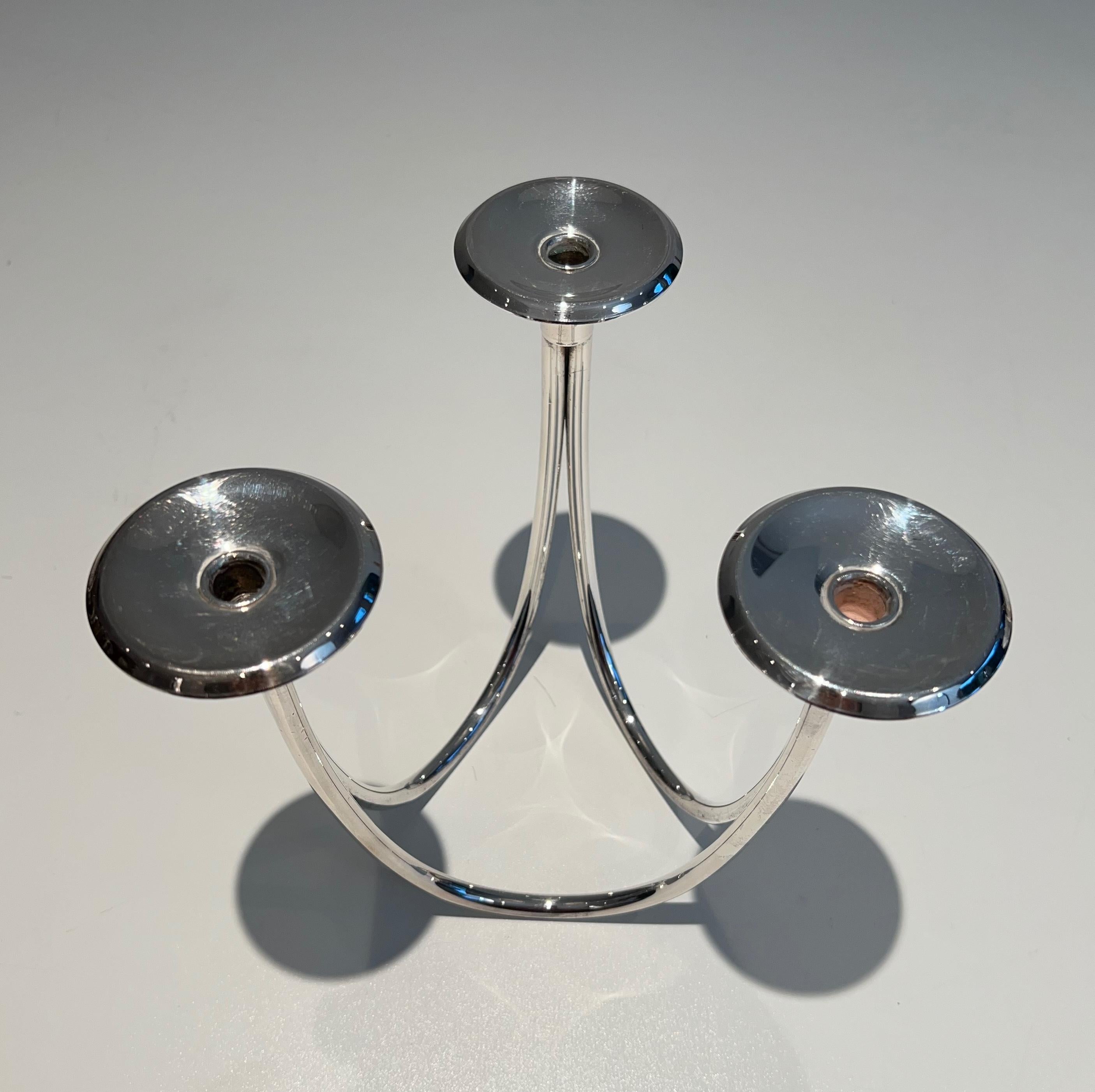 Design Silvered Metal Candlestick For Sale 5