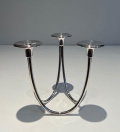 Design Silvered Metal Candlestick