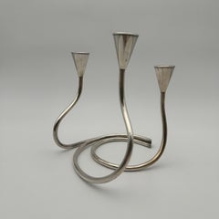 Design Silvered Metal Candlestick