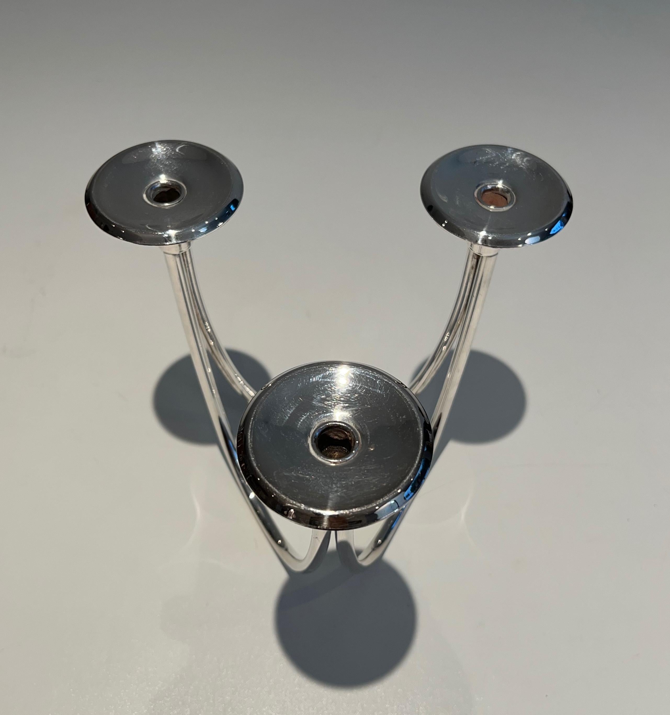 Design Silvered Metal Candlestick For Sale 2