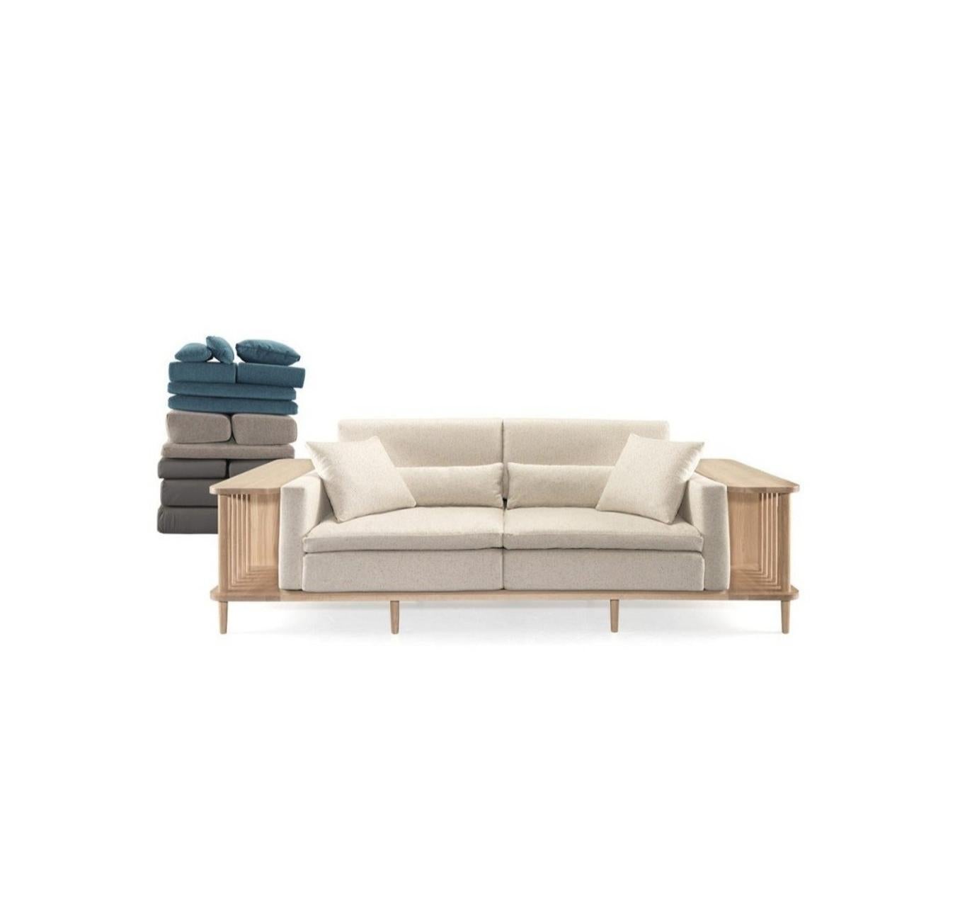 Scandinavian Modern Design Sofa and Bookshelf Room Divider For Sale