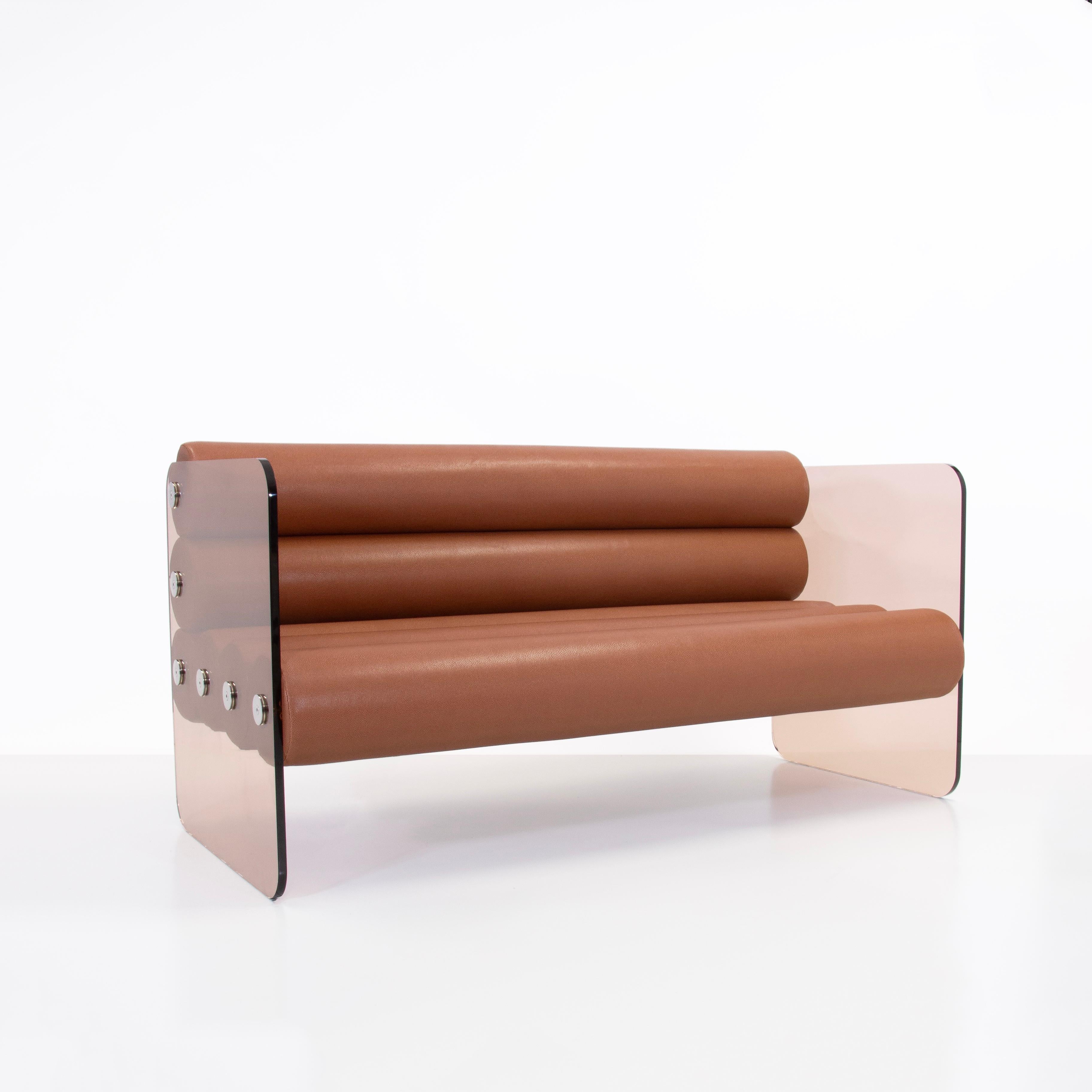 Stainless Steel Design sofa Mw01 Bronze, made in France, designed by Olivier Santini For Sale