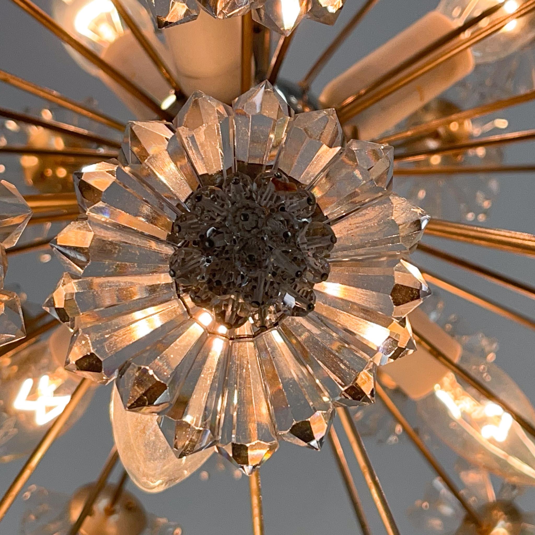 Lustre Dandelion/ Spoutnik de l'ère spatiale par Preciosa, 1970 Bon état - En vente à Praha, CZ