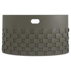 Design storage basket in leather EZAGO - oval