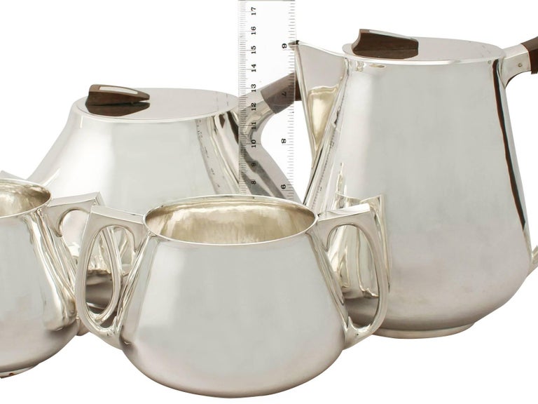 English Design Style Sterling Silver Tea and Coffee Service with Tray For Sale