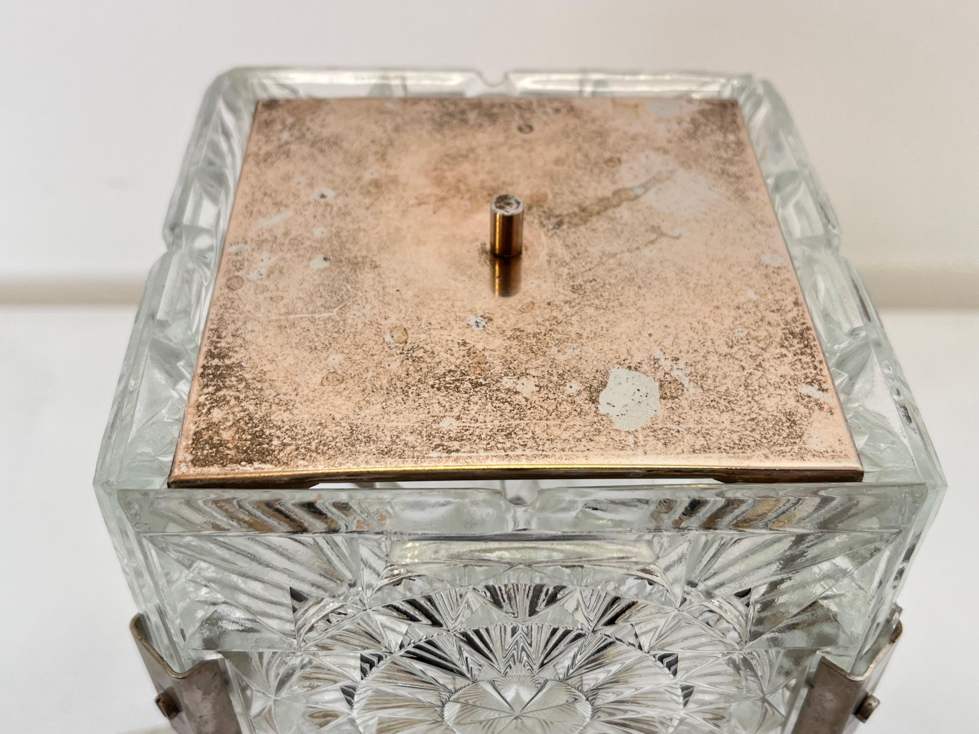 Late 20th Century Design Table Crystal Glass brass Lamp by Kamenicky Senov, 1970s For Sale