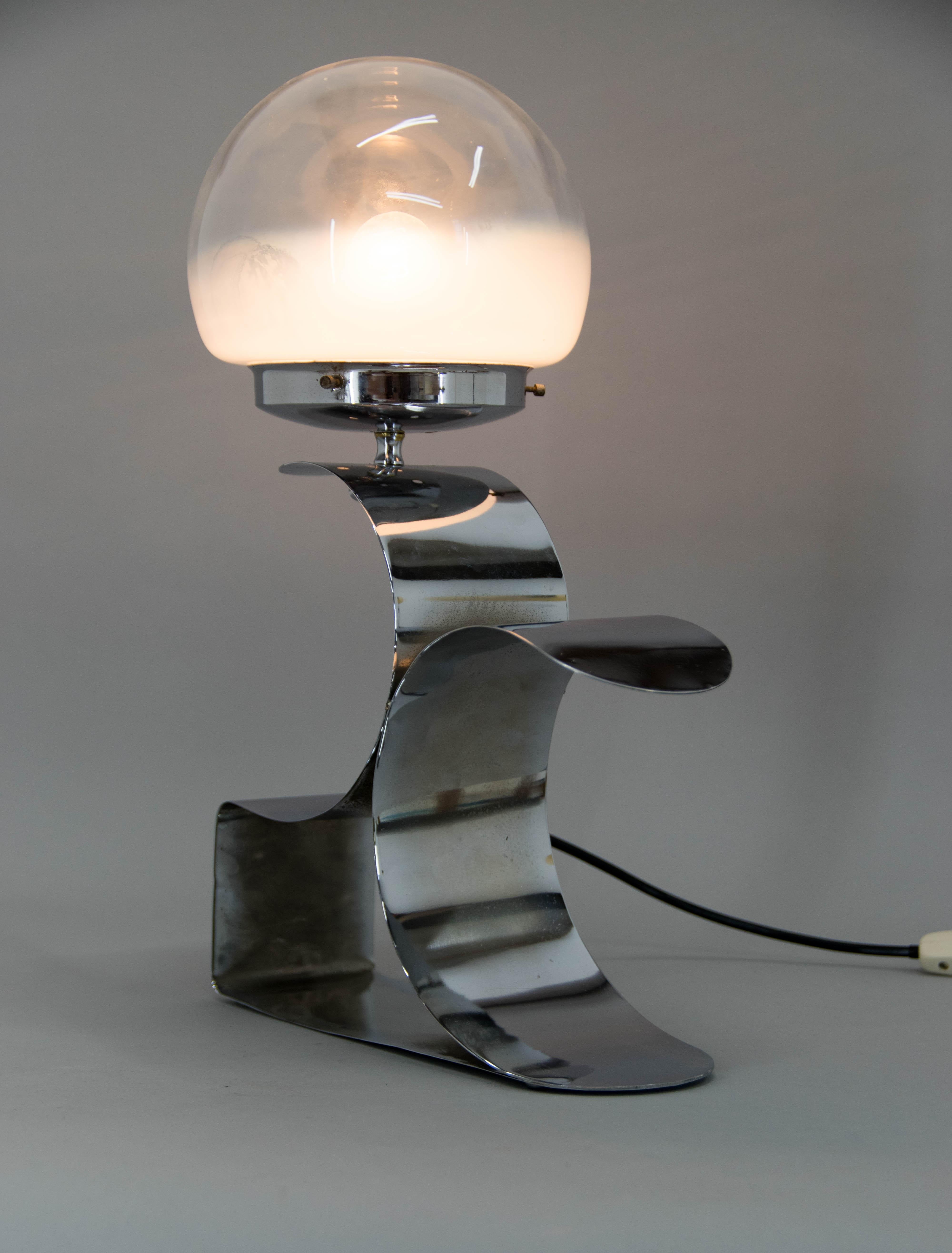 Design Table Lamp with Murano Glass Shade, 1980s For Sale 3