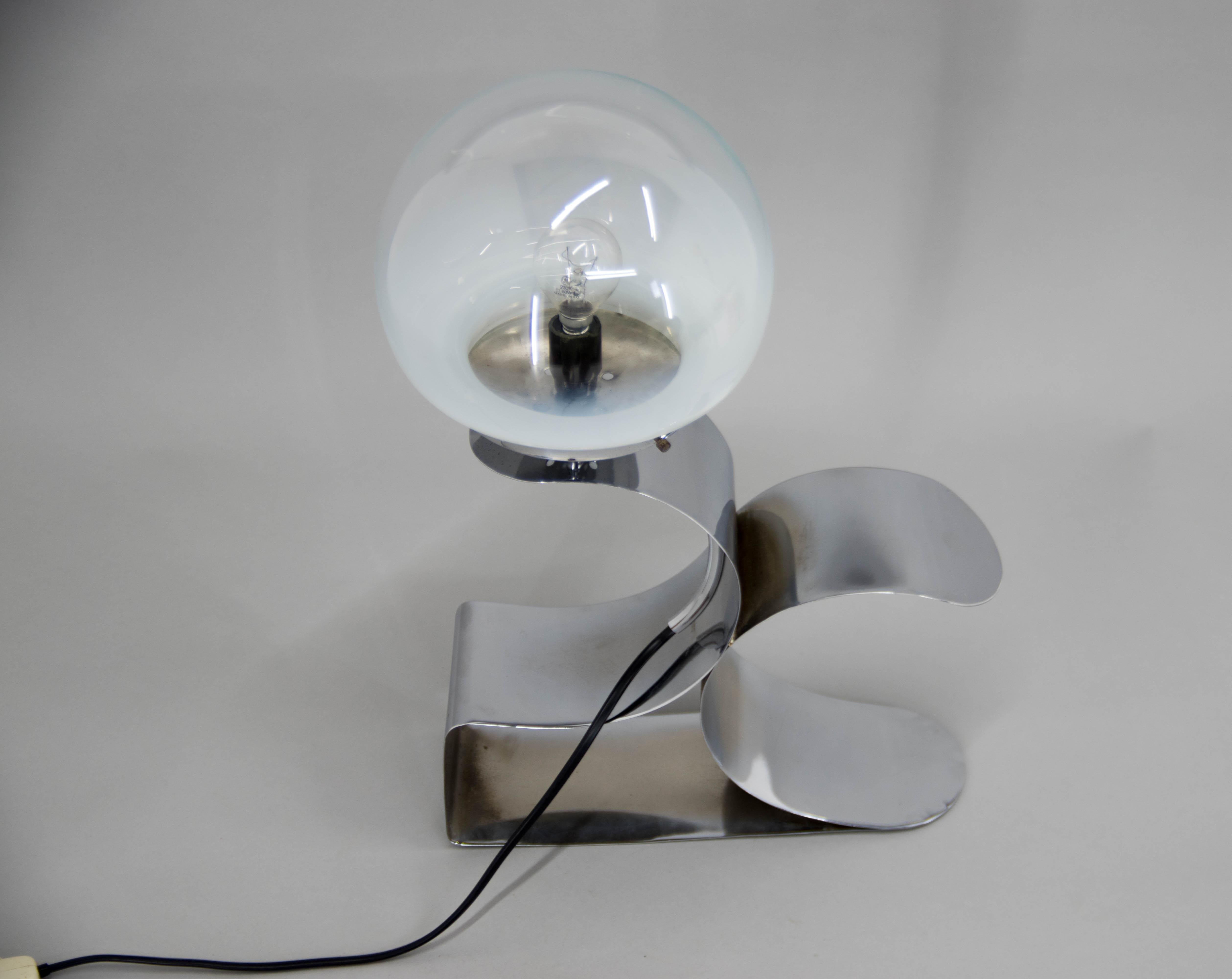 Design Table Lamp with Murano Glass Shade, 1980s In Good Condition For Sale In Praha, CZ