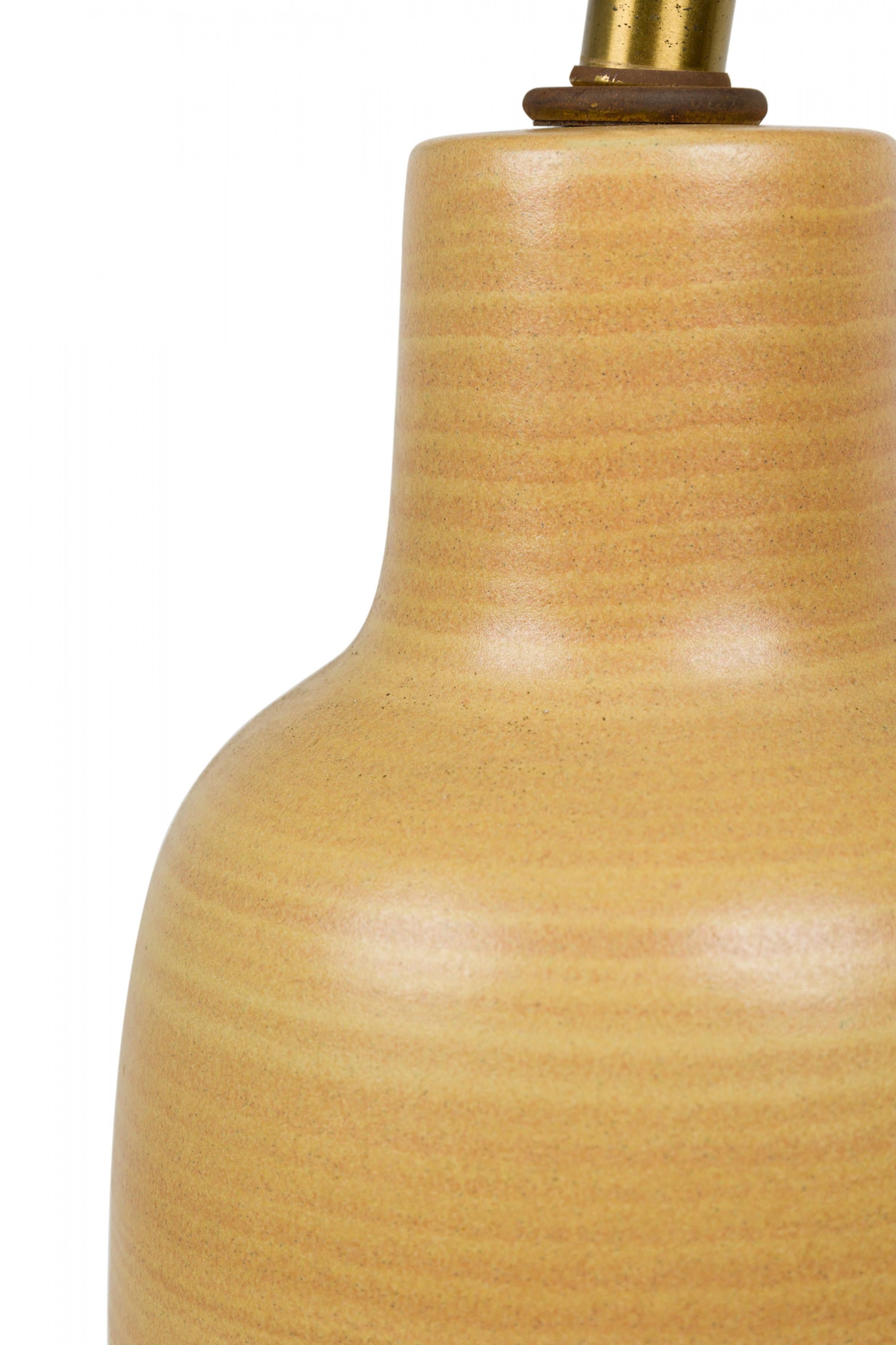Design Technics American Ceramic Bottle Form Mustard Glazed Table Lamp In Good Condition For Sale In New York, NY