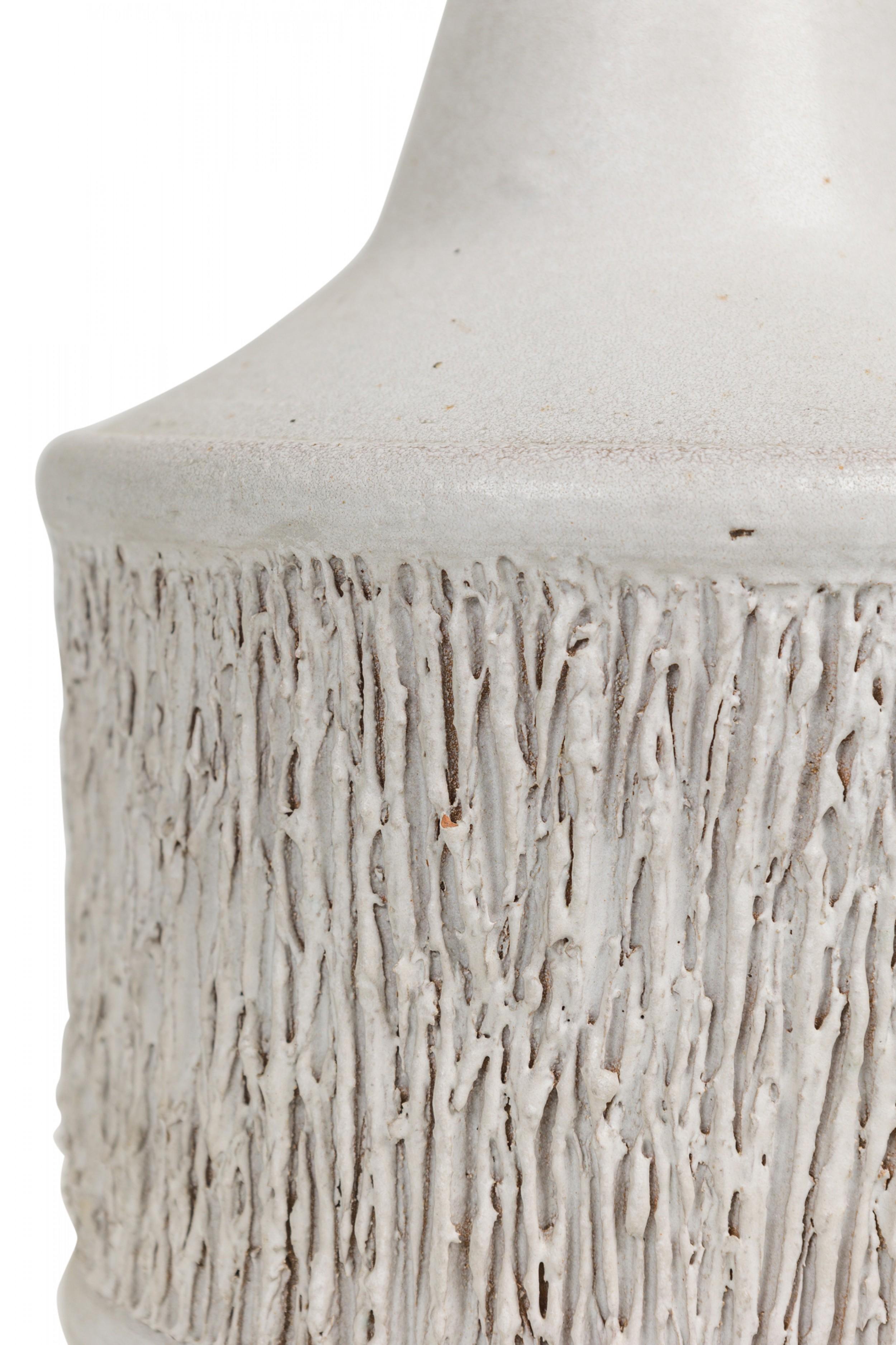textured ceramic white column table lamp
