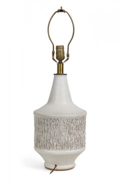 Design Technics American Ceramic Heavy Texture White Glazed Table Lamp