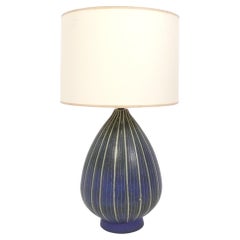 Vintage Design Technics Blue Striped Ceramic Lamp