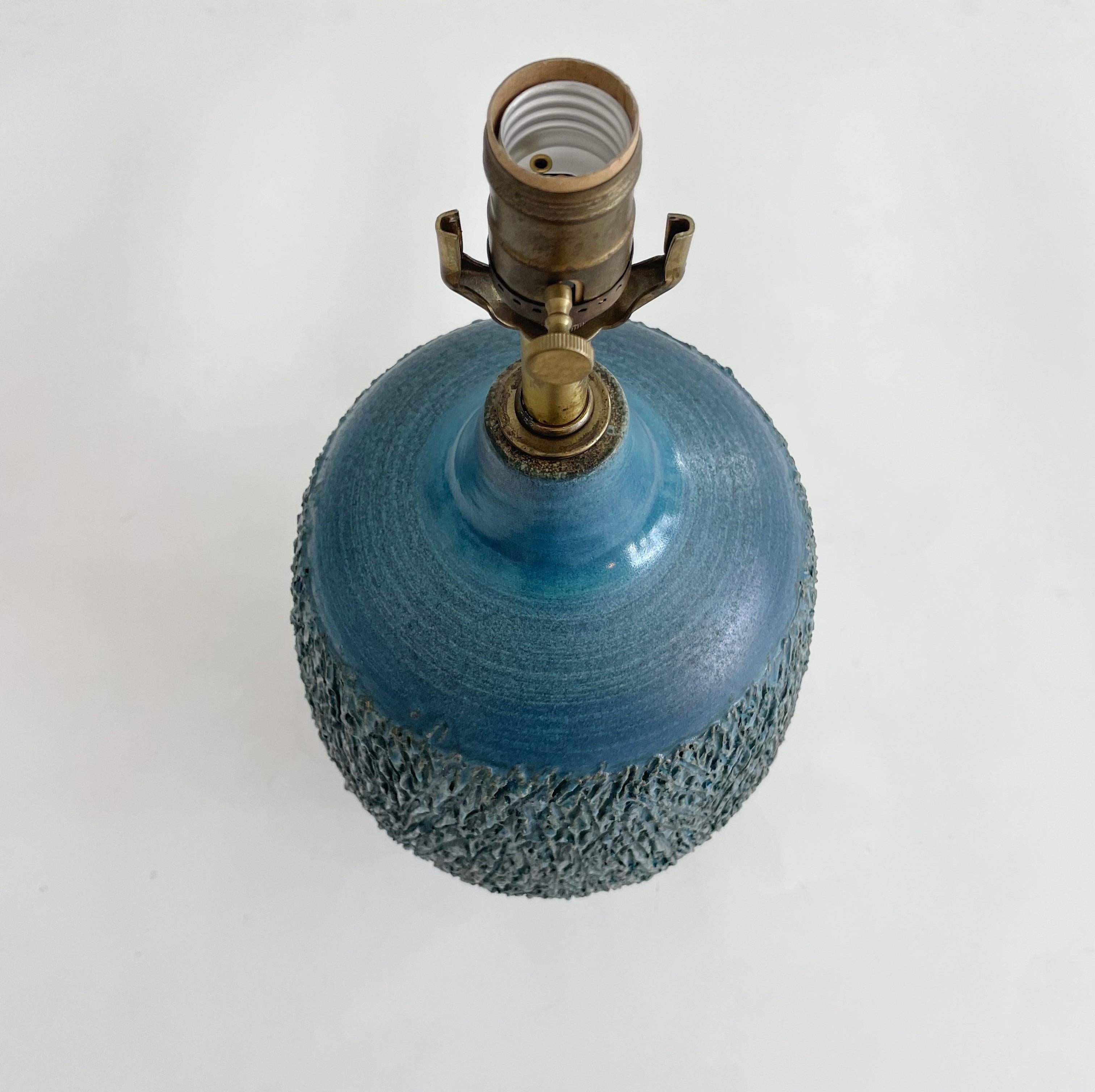 Mid-Century Modern Design Technics Blue Studio Pottery Lamp For Sale