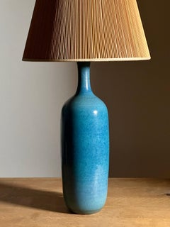 Design Technics Bottle Form Persian Blue Glaze Ceramic Table Lamp, 1960s