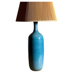 Design Technics Bottle Form Persian Blue Glaze Ceramic Table Lamp, 1960s